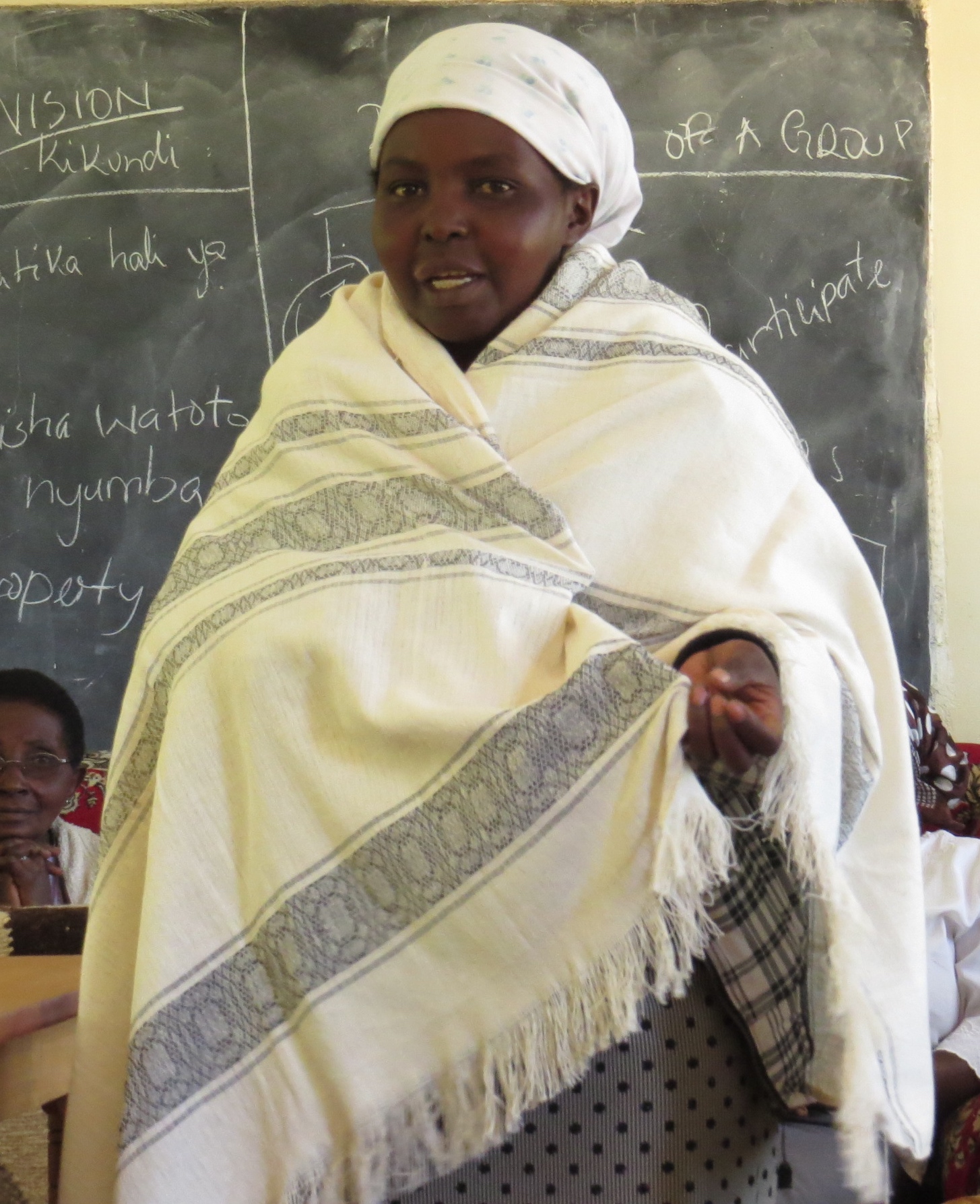 Jane with her lovely tablecloth