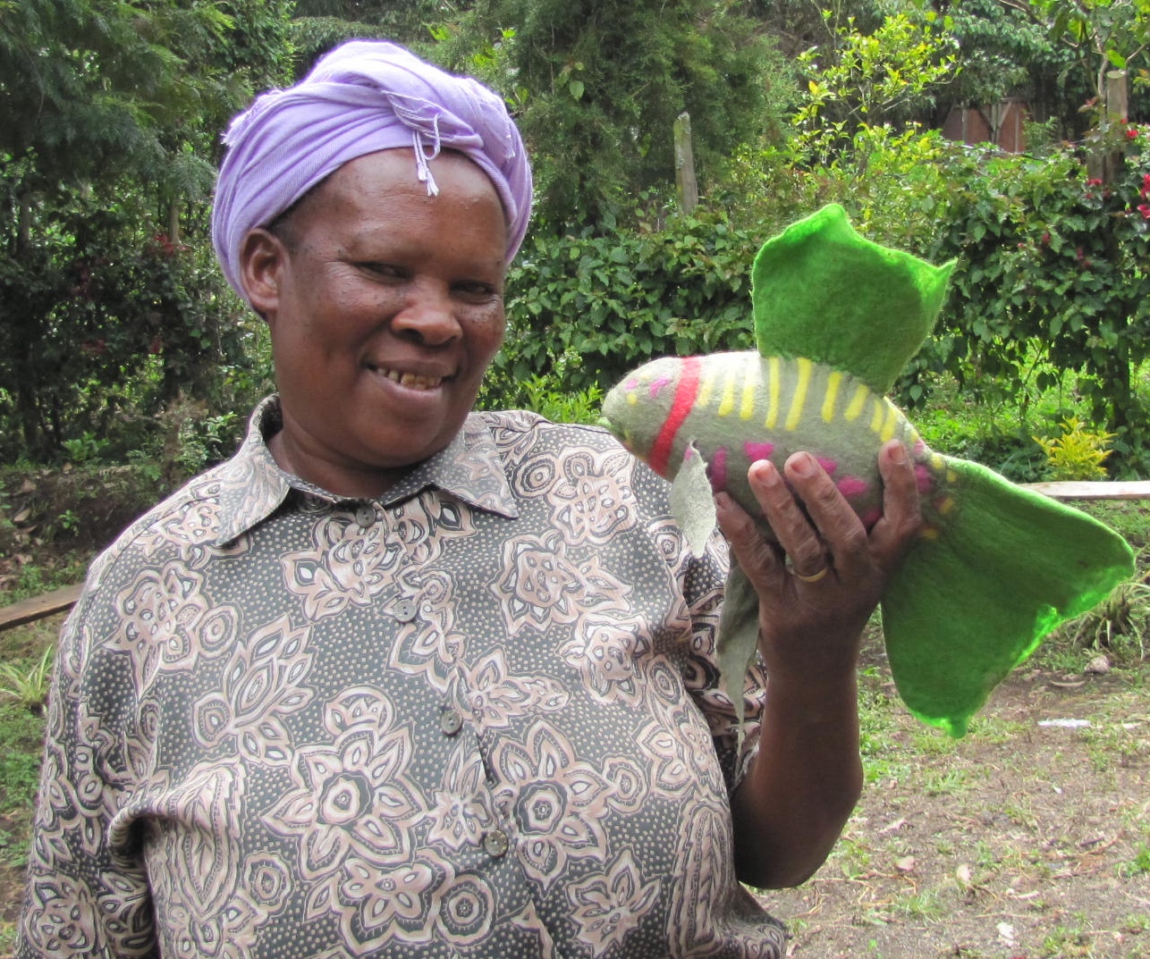 Anastasia with her felted fish