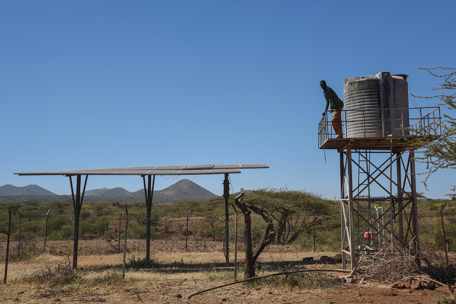 Bore hole with solar powered pump