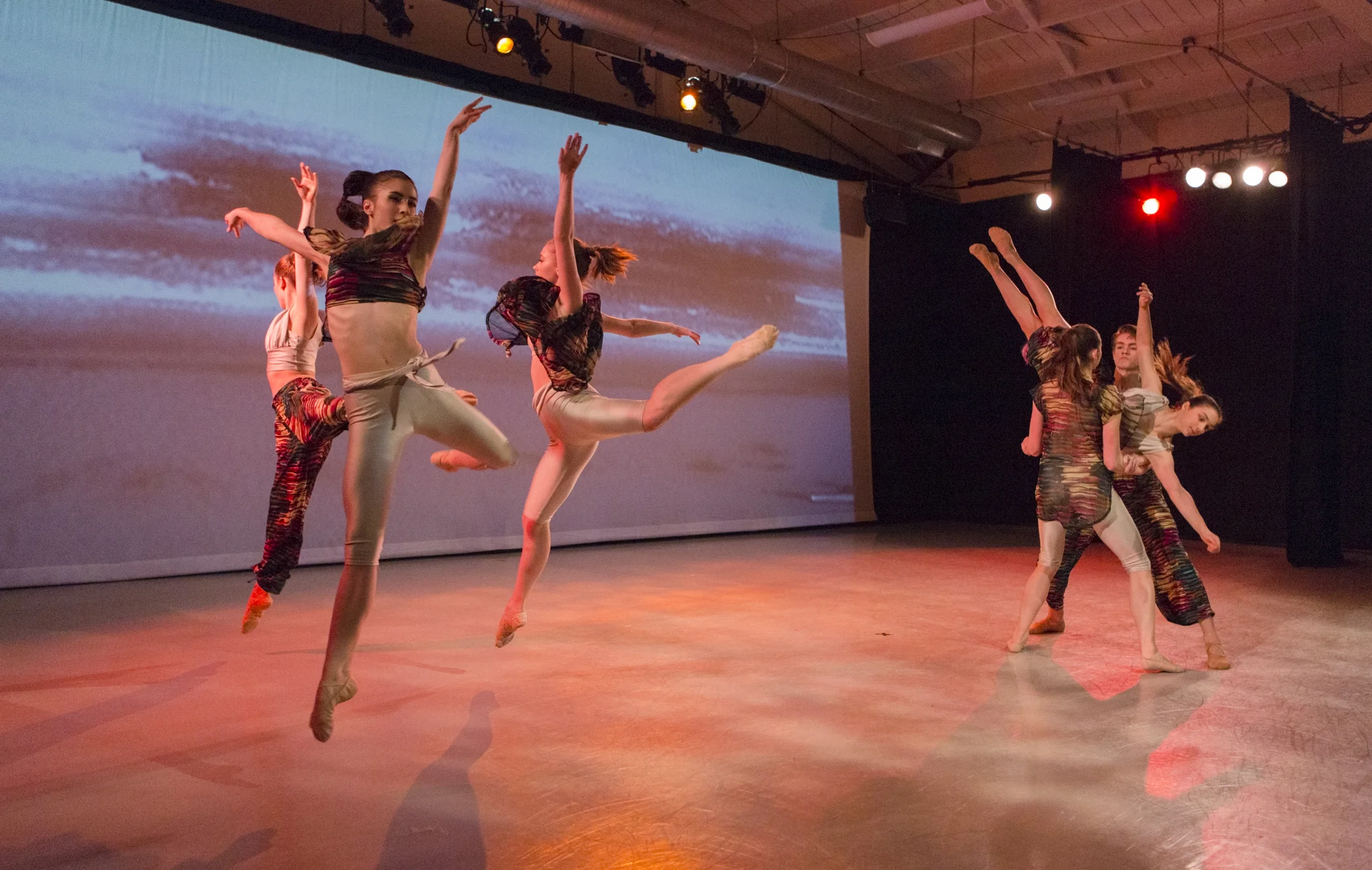 Rip/Tide by Jamey Hampton & Ashley Roland of BodyVox photo credit Blaine Truitt Covert dancers (left to right) - Delci Syvertson, Kerridwyn Schanck, Henry Winslow, Lauren Kness, Elliana Kirk, Henry Winslow