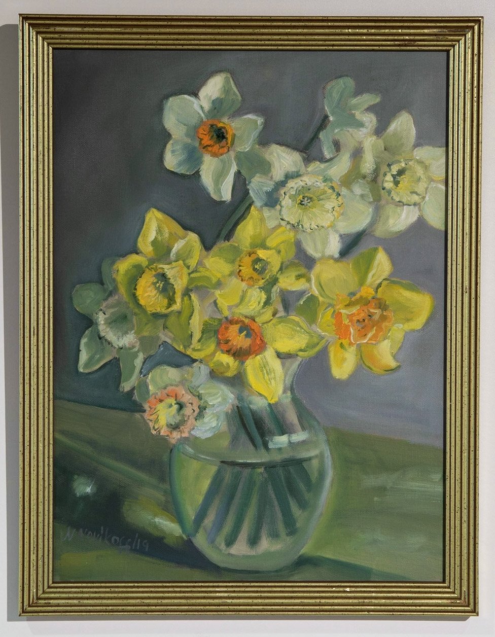 Natalia Novikoff, "Daffodils," Oil