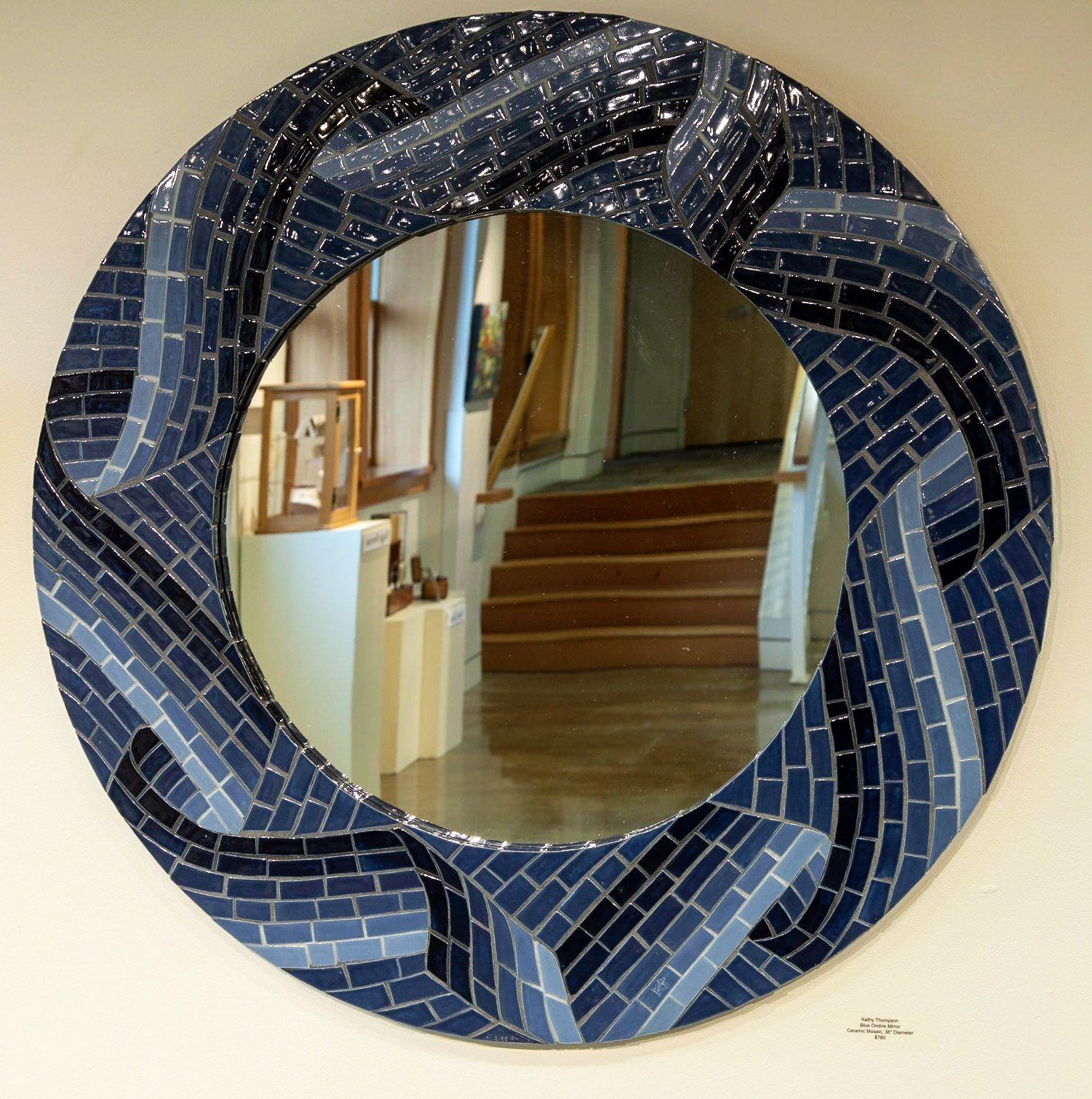 Kathy Thompson, "Blue Ombre Mirror," Ceramic Mirror