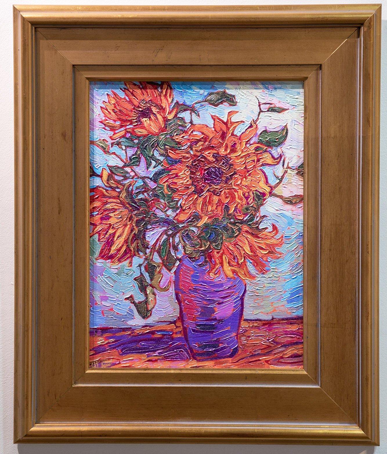 Erin Hanson, "Vase of Sunflowers"