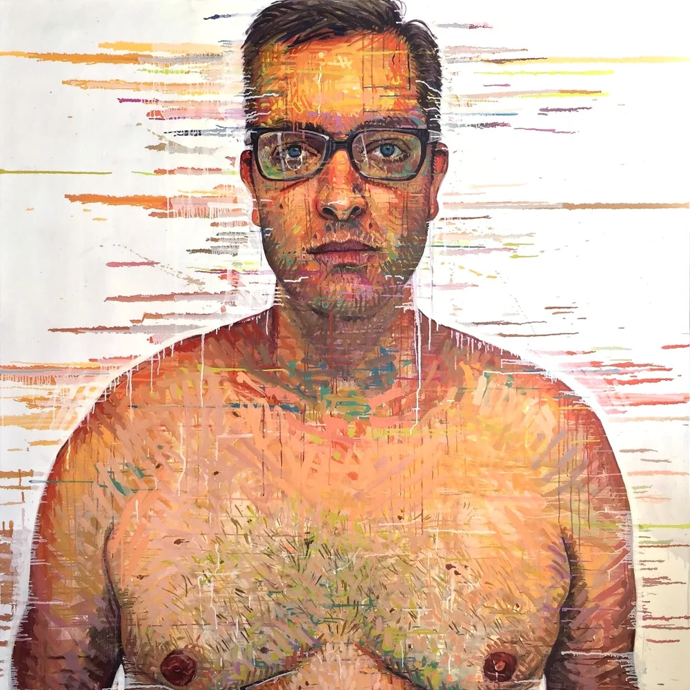 "Brock, Phoenix, AZ"*somewhereXa gay Mormon portrait projectbecause we exist!72" x 72"oil on canvas