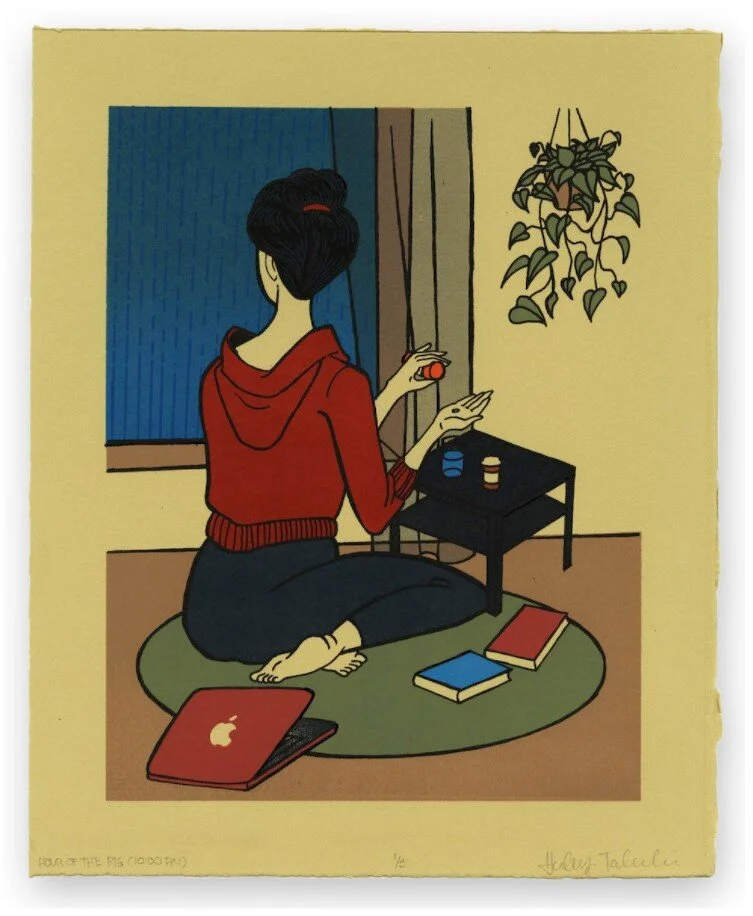 Haley Takahashi Hour of The Pig (10:00 PM)  14X11  screenprint  2020