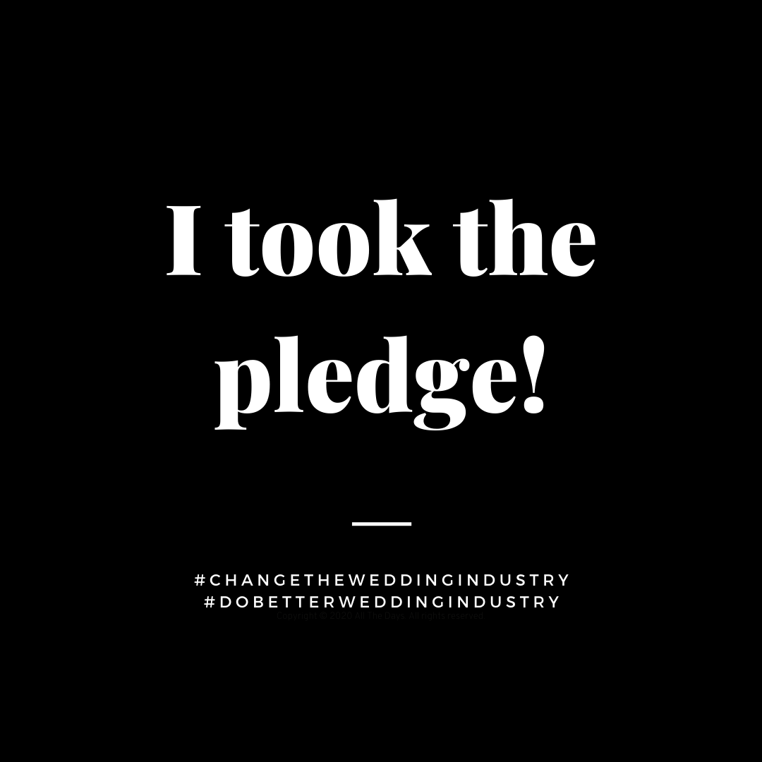 A black square with white text that reads "I took the pledge!" There are two hashtags at the bottom of the square.