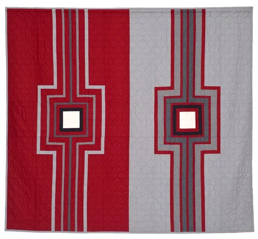  A wedding quilt design by Lori Mason Design Studio made from light wool suiting.  Photo : Bill Bachhuber 