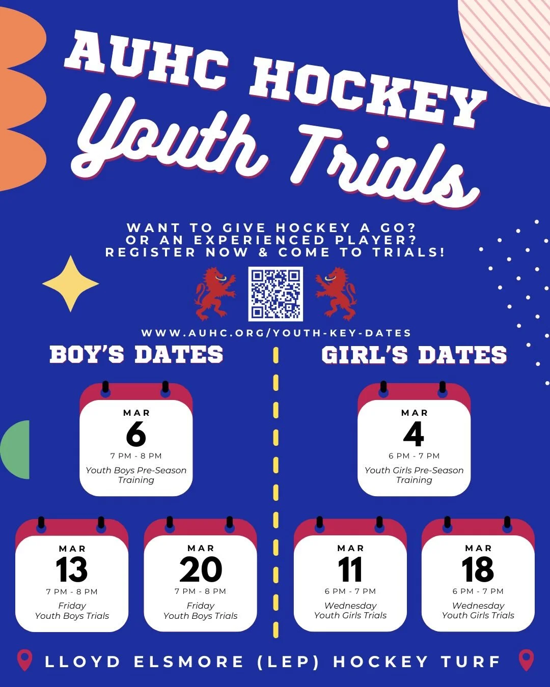 Youth trial information is up!! Registration link in our bio as well as more info 🏑🗣️