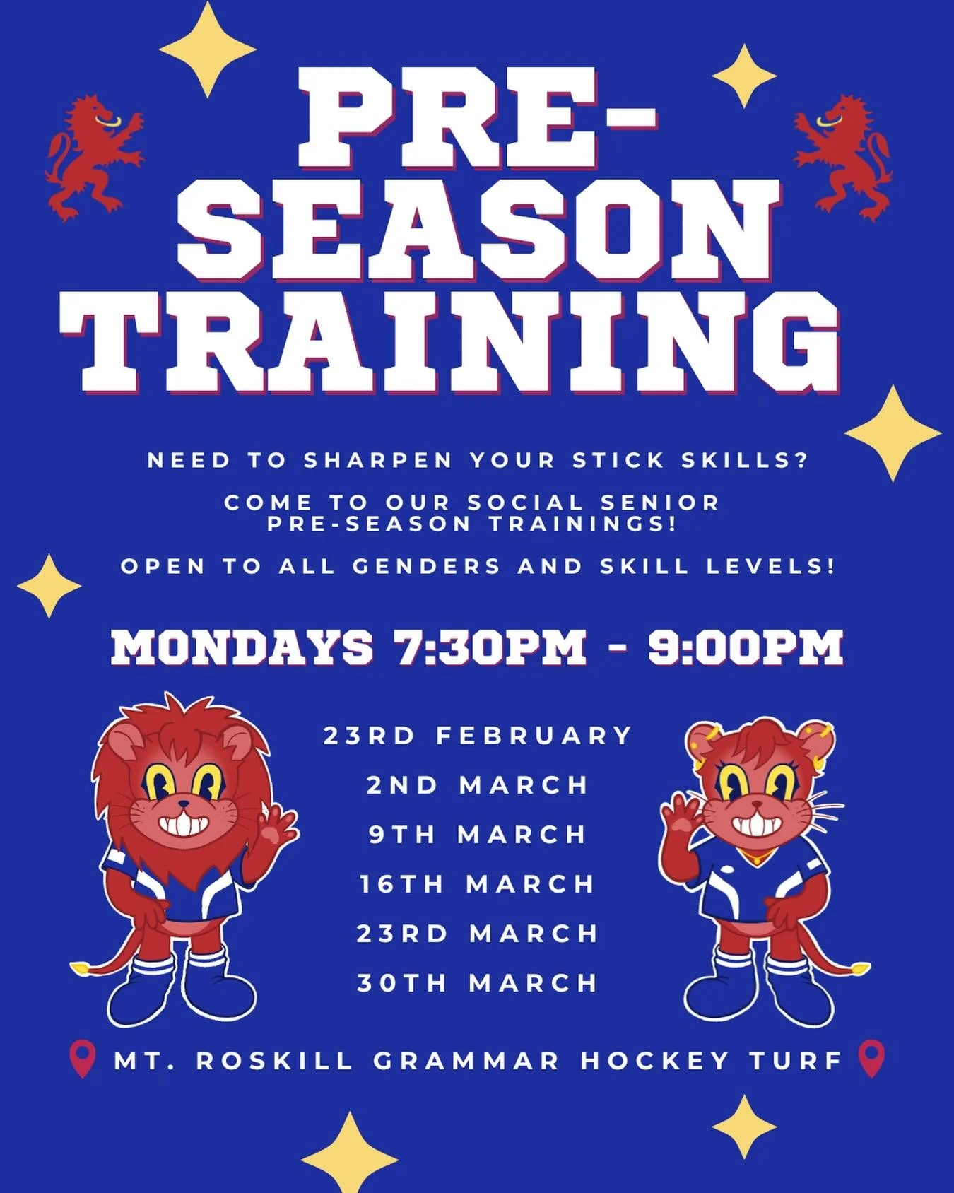 We know how much you guys love getting your hockey in so we&rsquo;ve put up some extra pre-season training dates for you all to sharpen your stick skills up before trials! 🏑🪢🫡