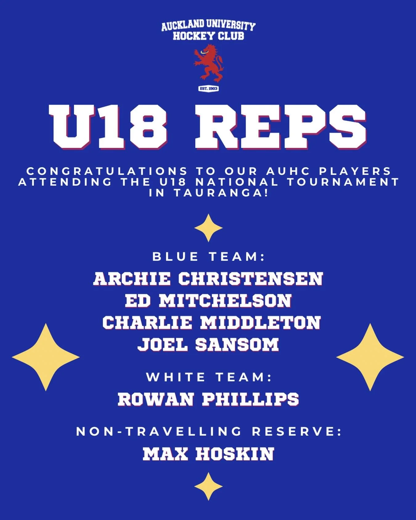 Introducing our AUHC U18 reps! Make us proud boys! 🏑🤺🫡💥