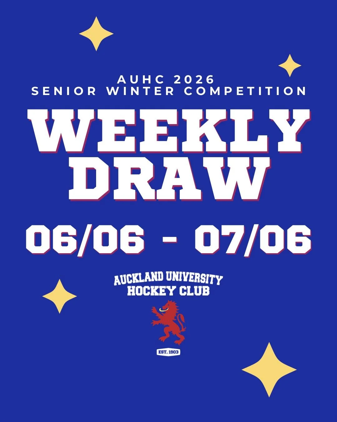 🔥 We hope everyone is feeling refreshed after the long weekend! Let&rsquo;s smash this shorter week team ‼️🫡🏑

🌟✨We encourage everyone to stay after their games to have a drink and cheer on our other teams! ✨🌟