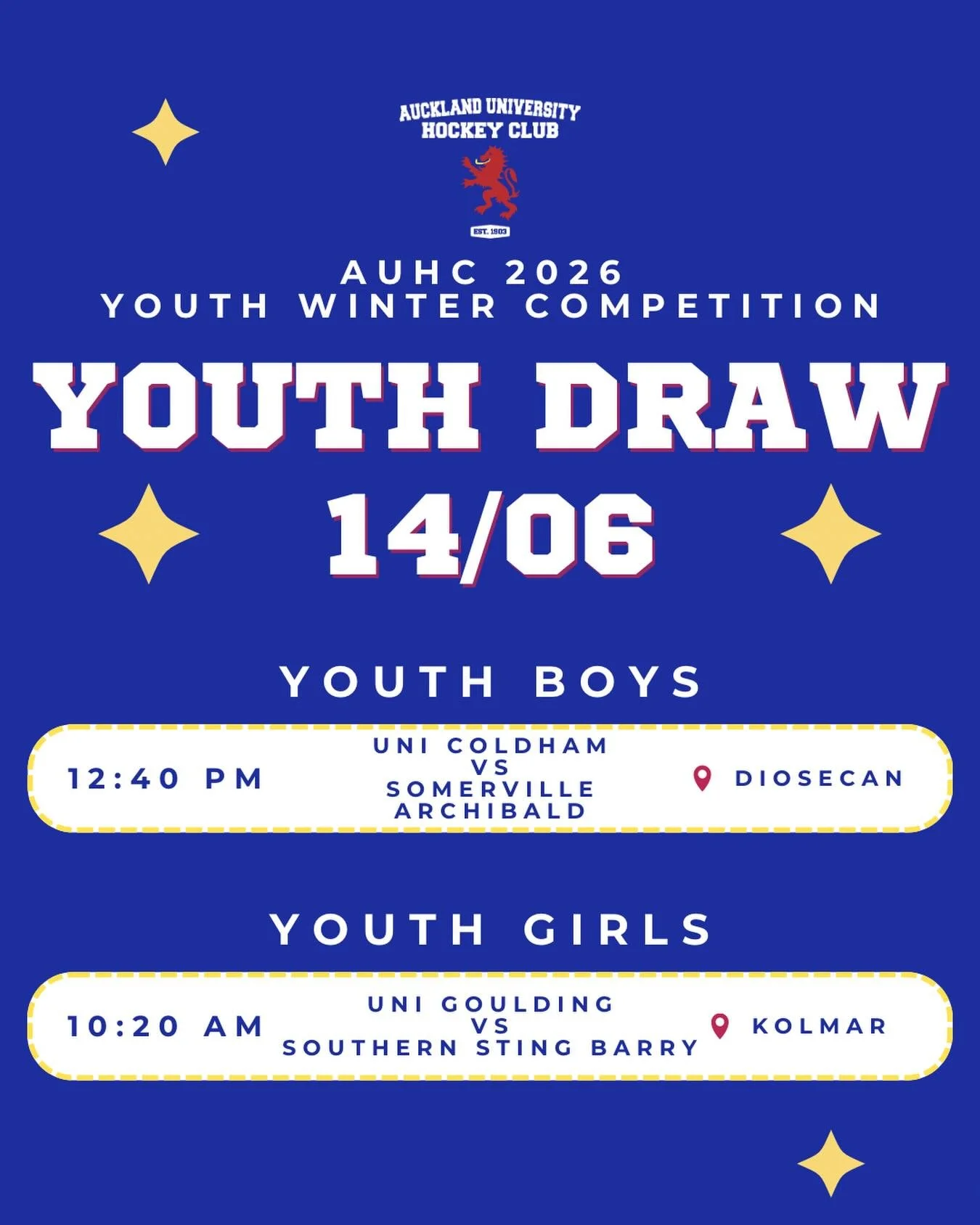 Our youth are absolutely killing it! Keep up the stellar work team! 🔥🔥🏑🗣️🫯

🔥🫪 All times and locations subject to change, we will provide updates at the earliest convenience 

🌟✨We encourage everyone to stay after their games to have a drink 