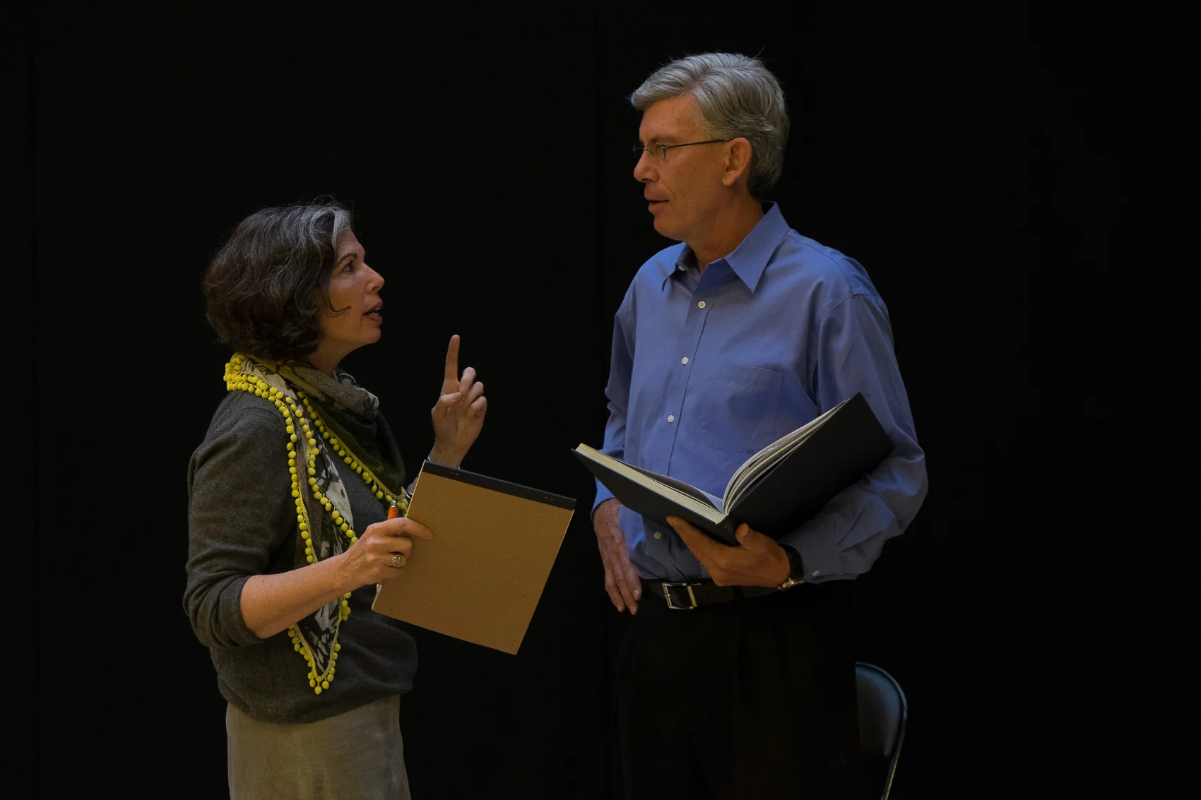 Jackson speaks with Gina Barnett during a rehearsal for his TED presentation. (Photo: Joseph L. Murphy)