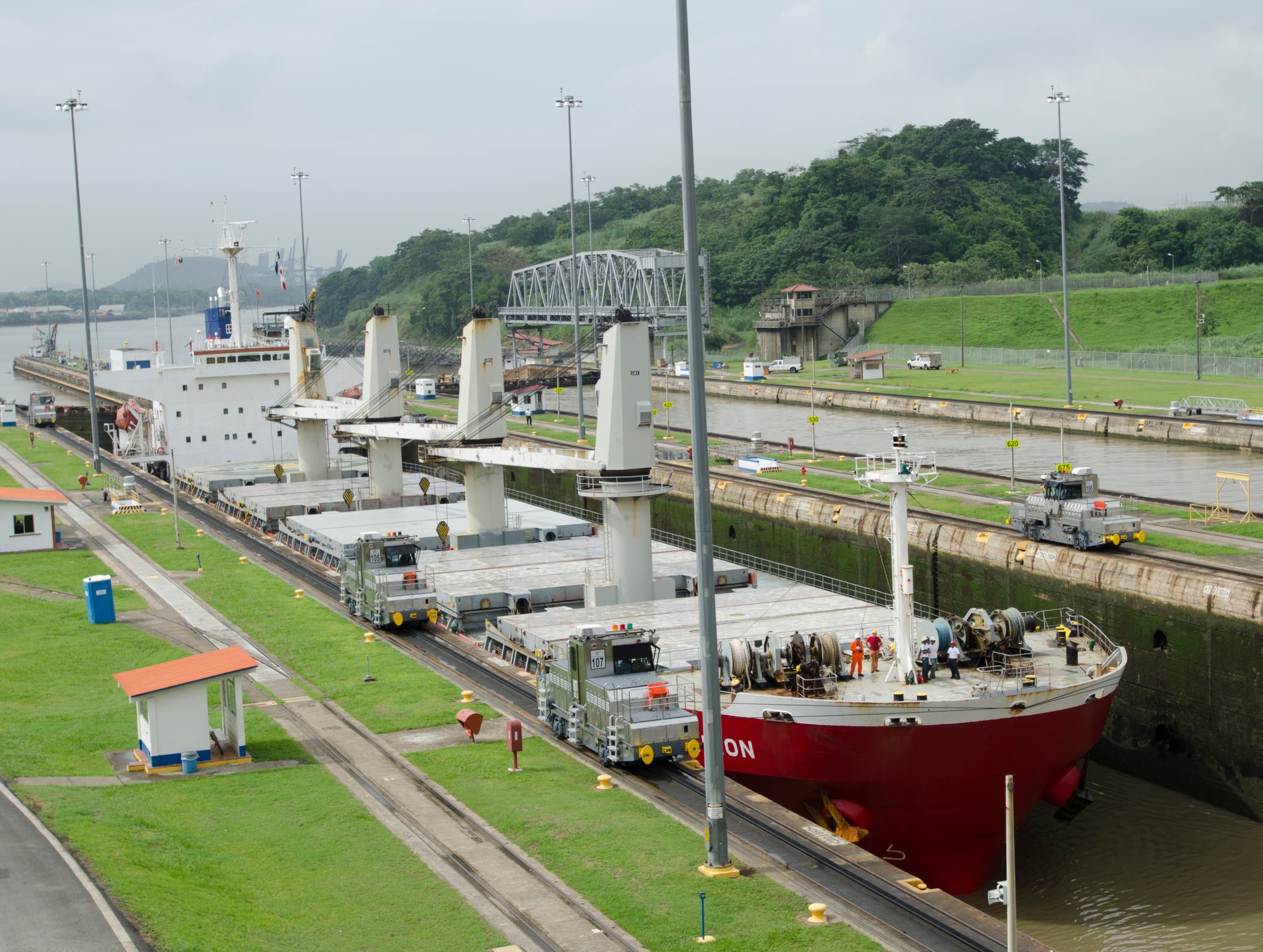 A ship carrying grain begins the process of locking through the Panama Canal. (Photo: Joseph L. Murphy)