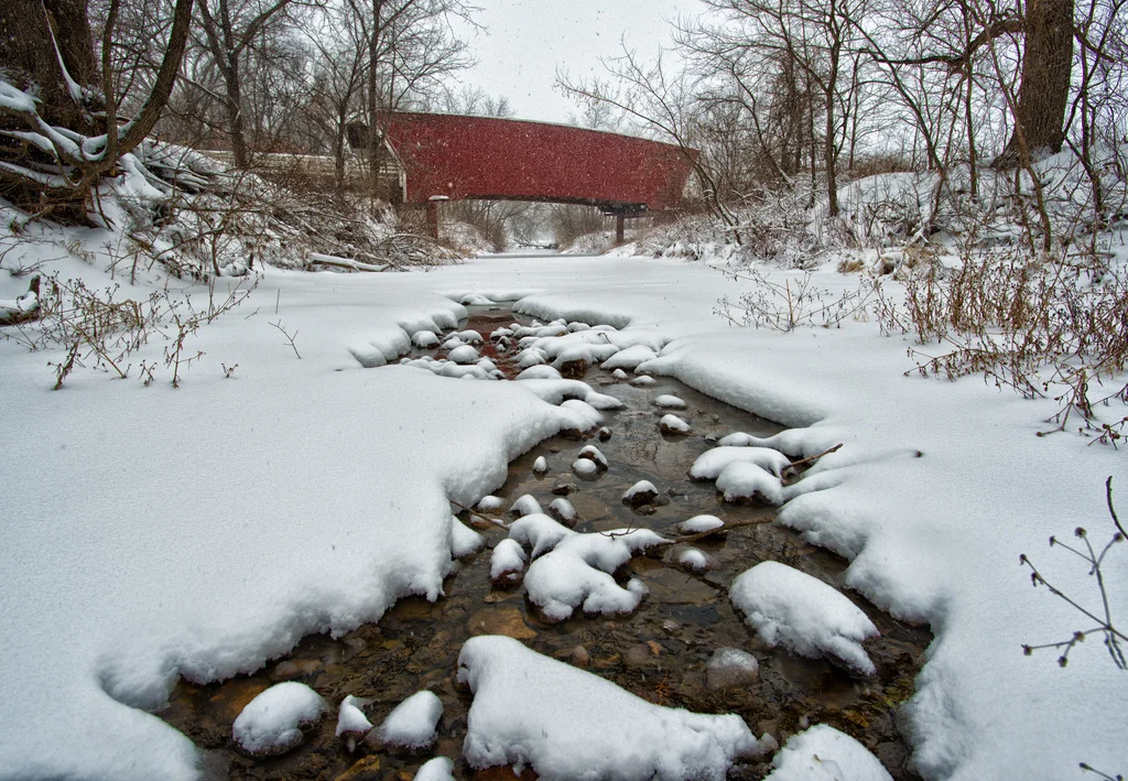 The stream that flows under the Cedar Bridge near Winterset has been at a trickle for a majority of the summer. (Photo: Joseph L. Murphy)