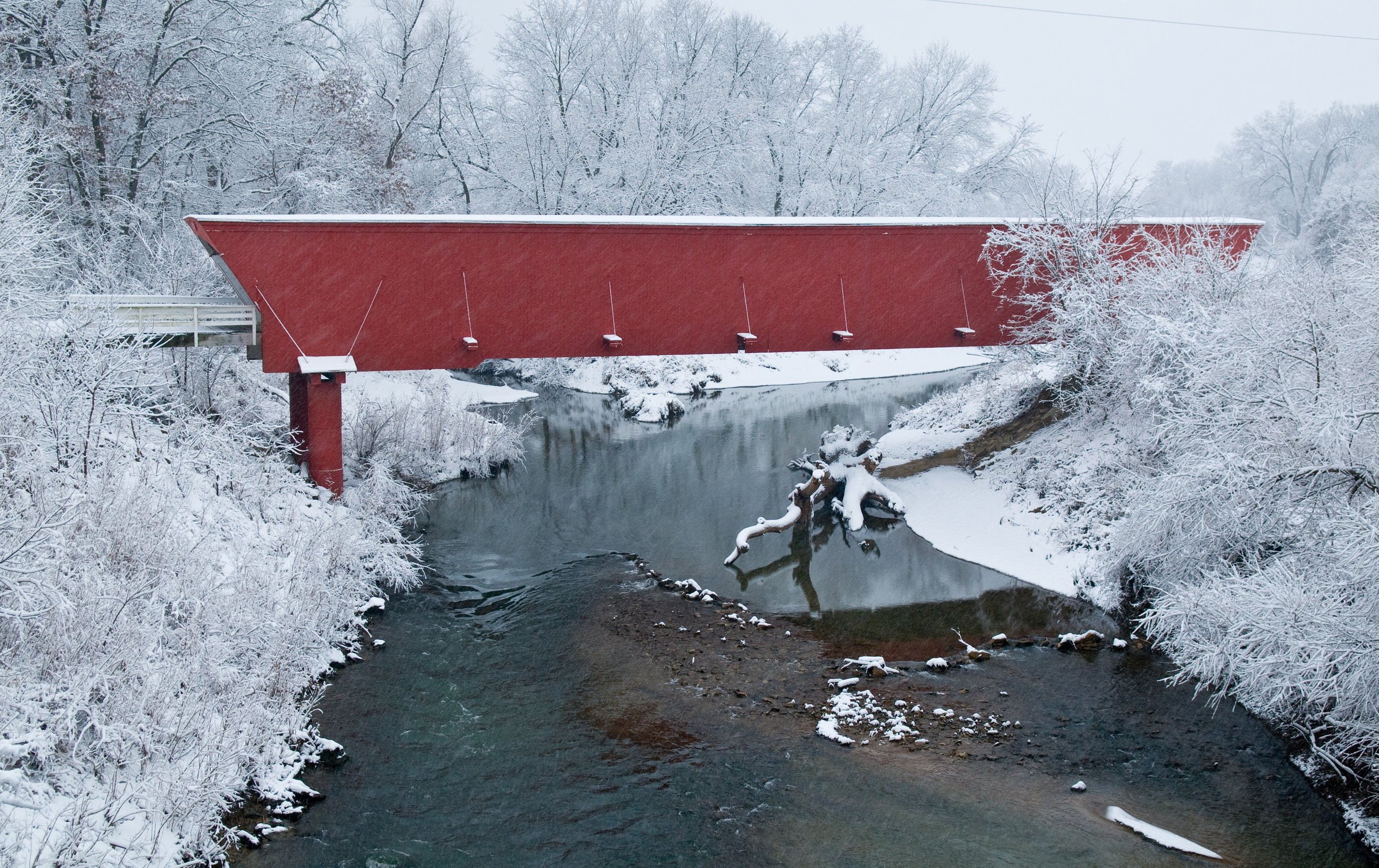 Holliwell Covered Bridge in Winter - Print