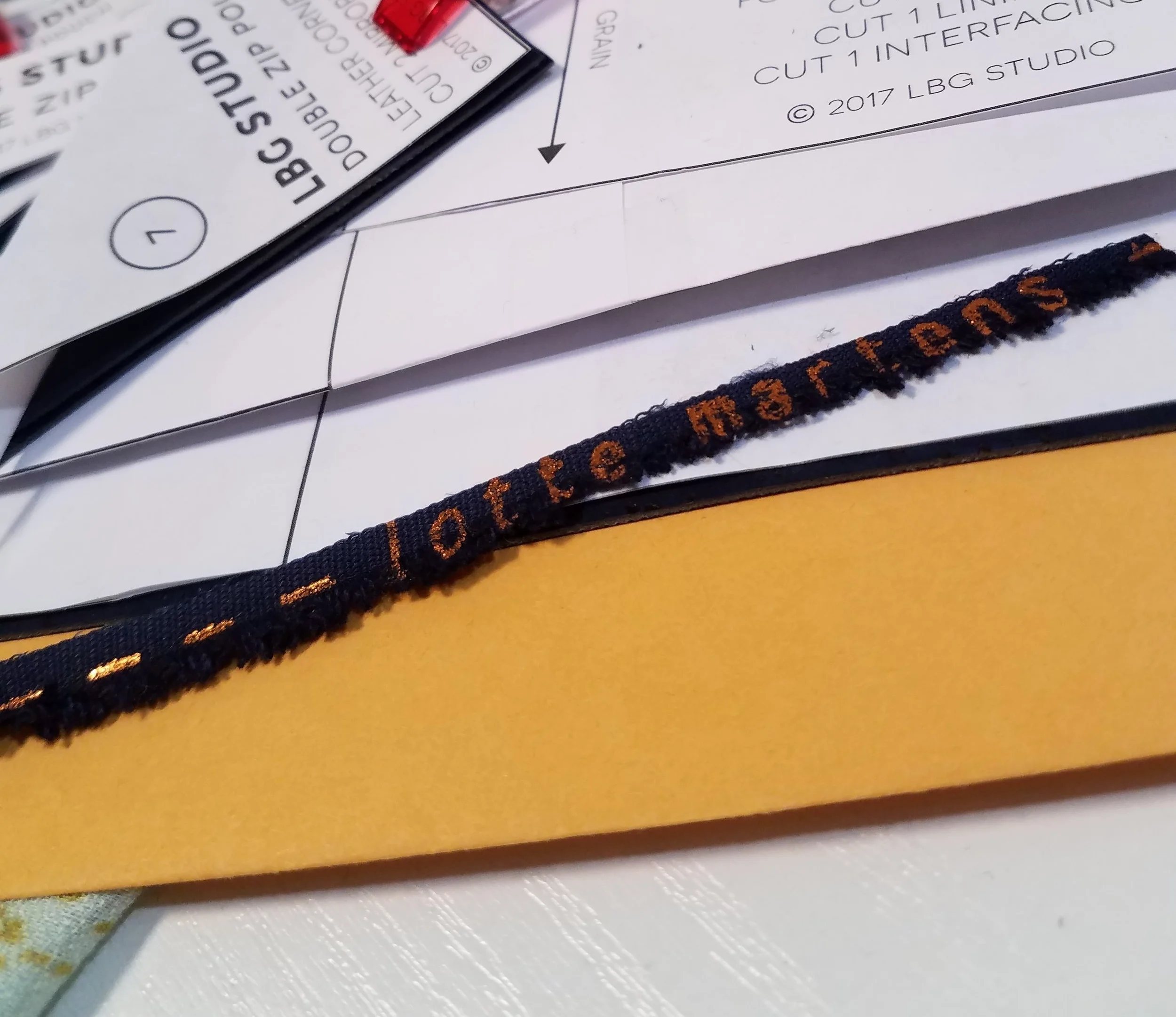 Only this little scrap of selvage was left when I was done cutting.