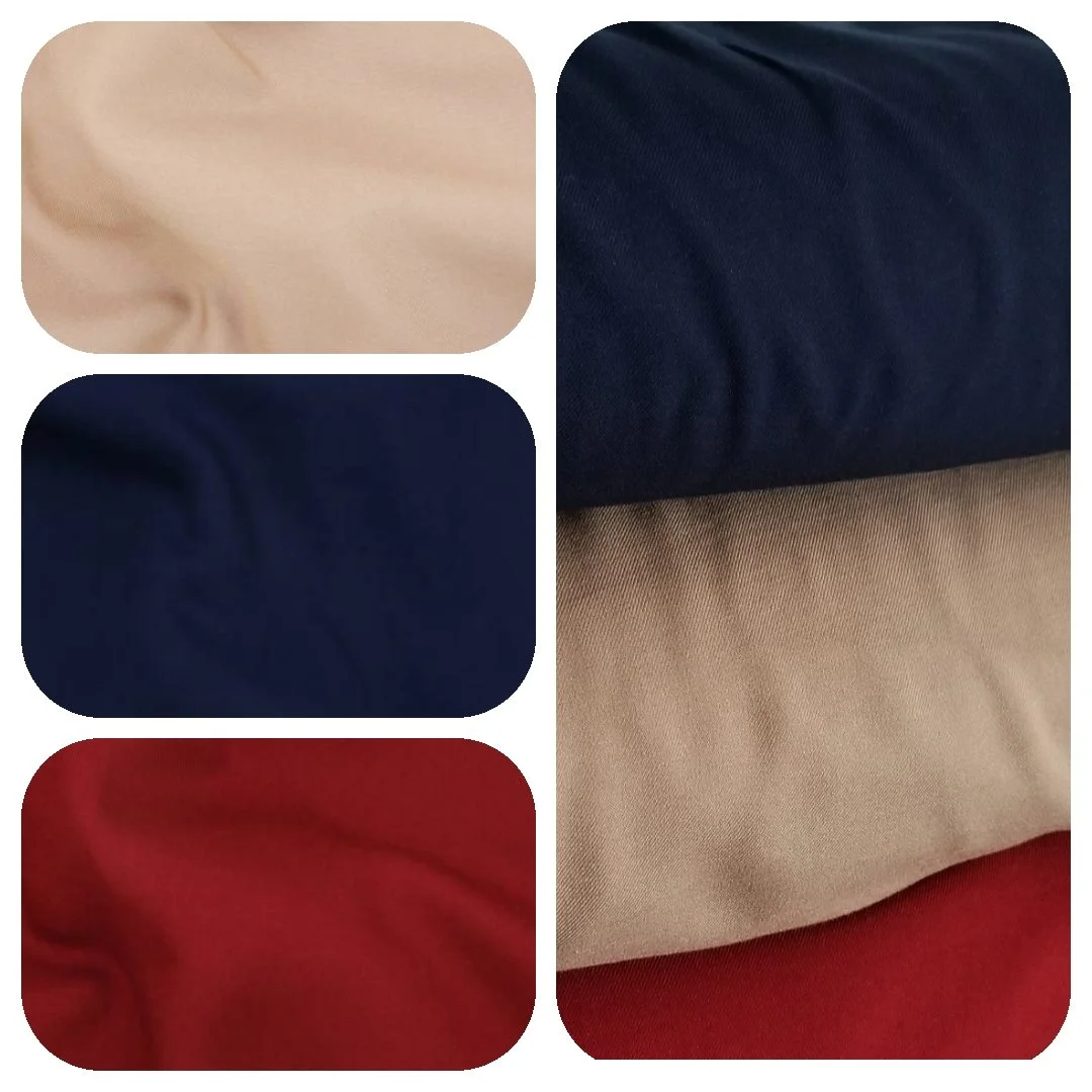 Rayon twill in beige, navy, and bordeaux. These would be great for the Chalk and Notch Joy Jacket currently in testing .