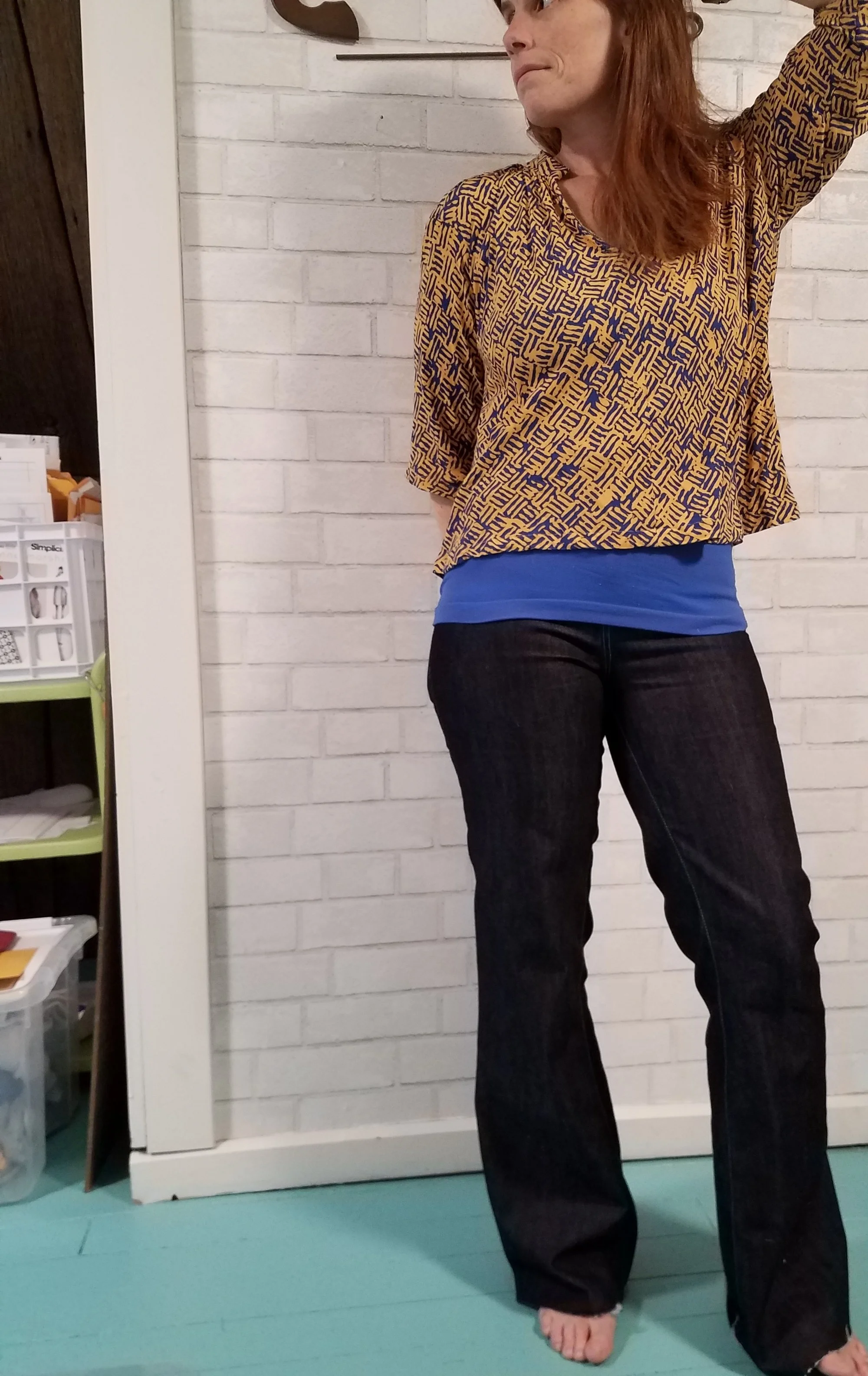 Top is a Matcha Top in challis (bias cut)