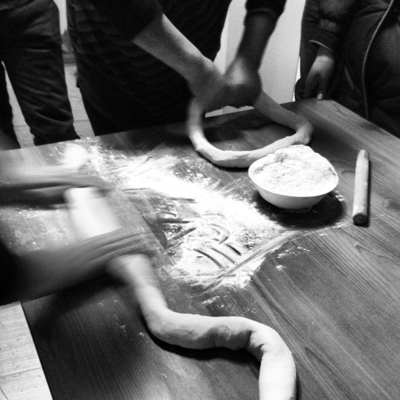Preparing some dumpling skin