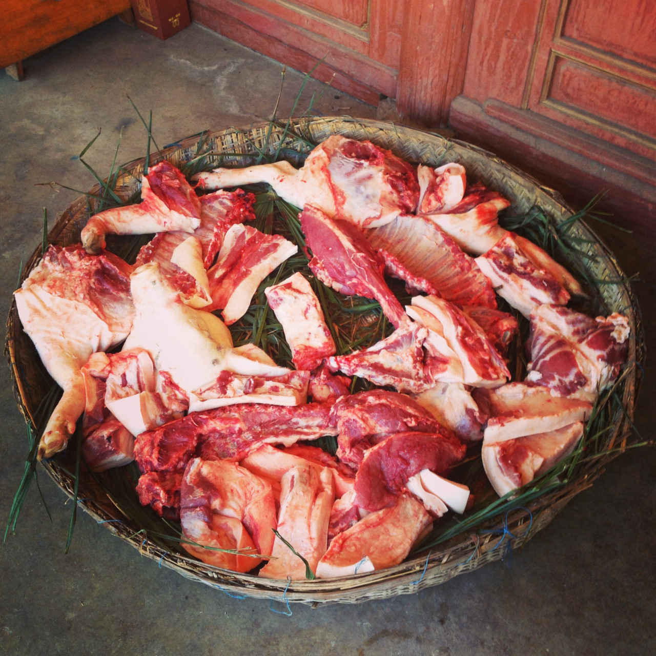 Fresh pork. Getting ready for the roast