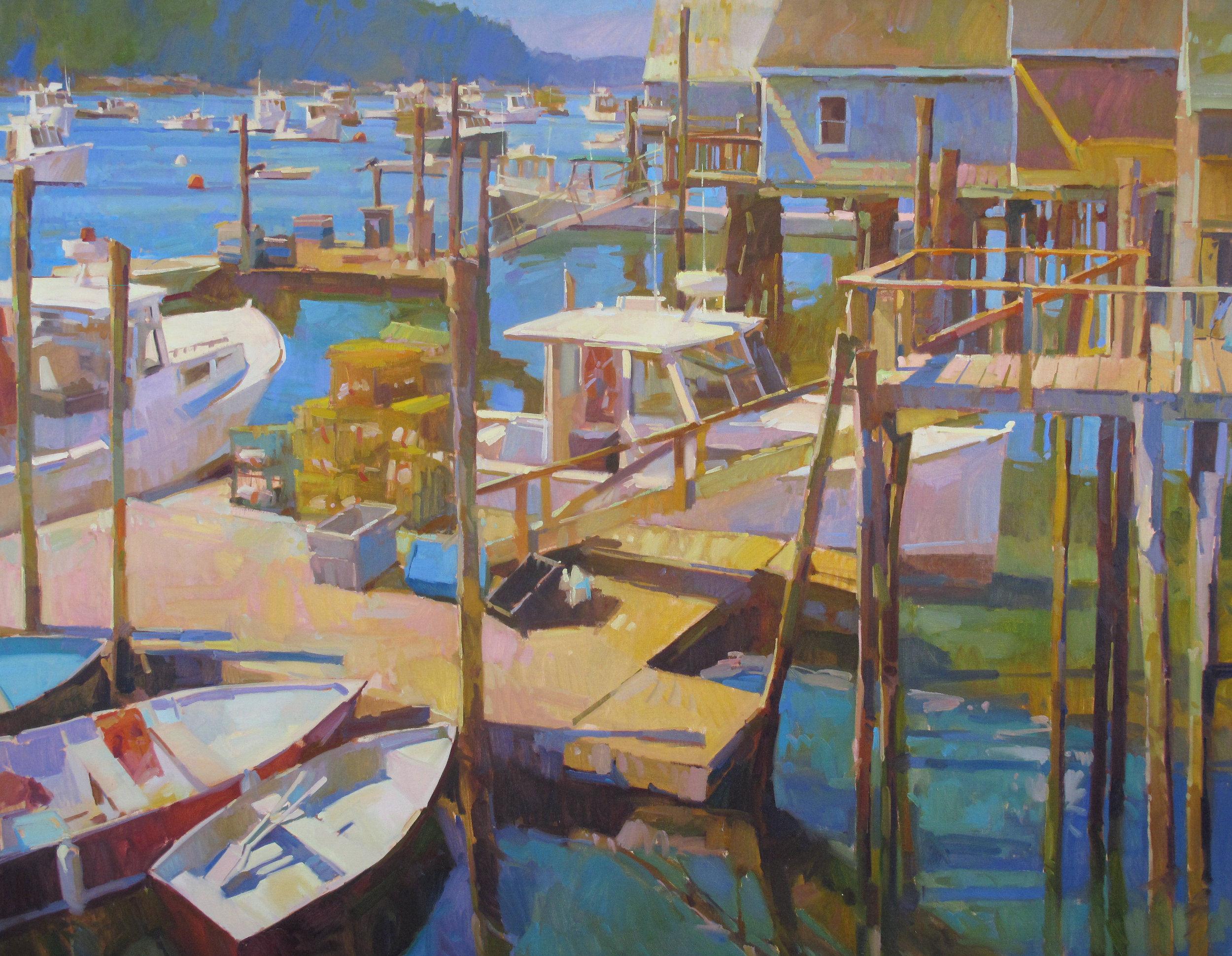  Friendship Harbor  on display at Dowling Walsh Gallery, Rockland, ME  56x72" oil on canvas $20,500    