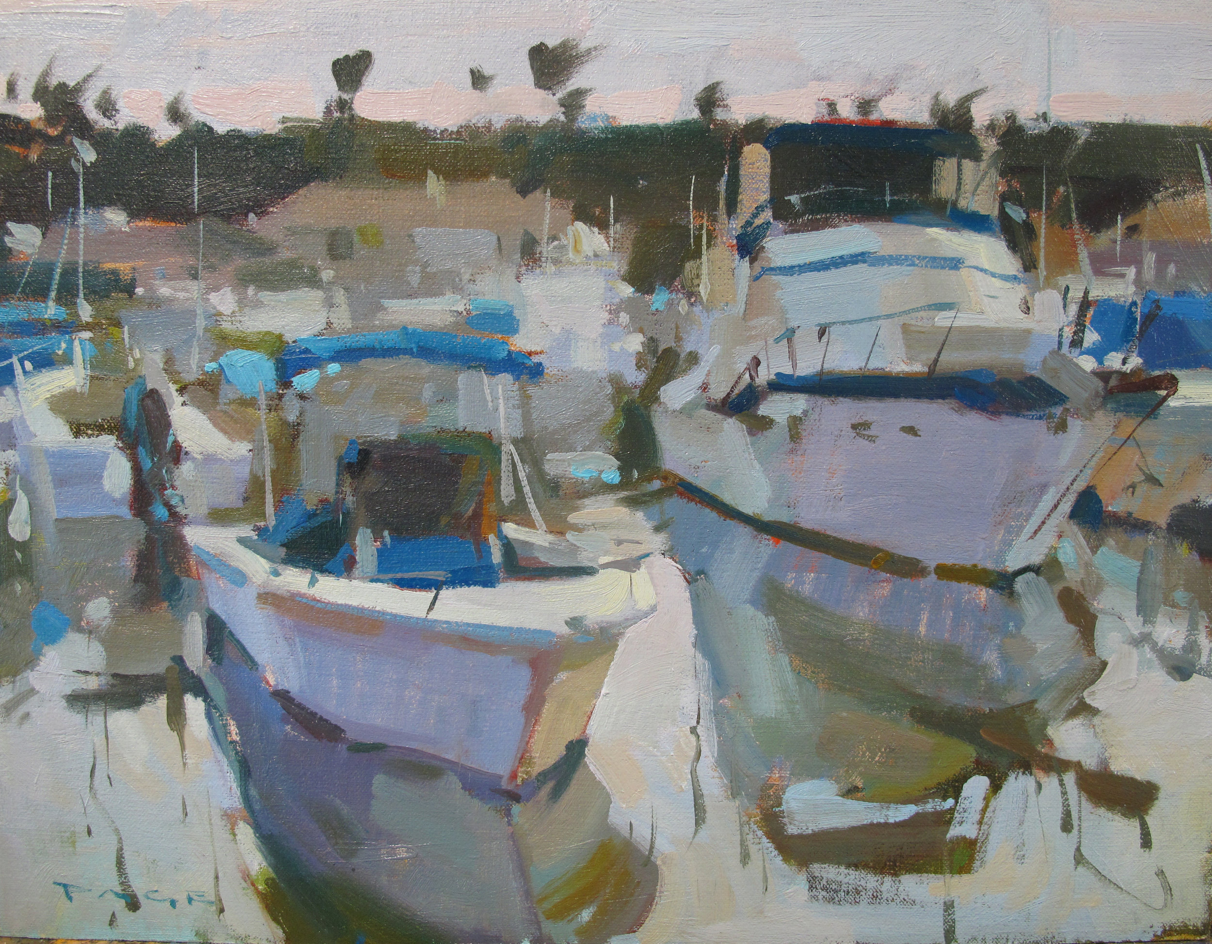  Overcast Harbor  on display at Debra Huse Gallery, Balboa Island, CA  12x16" oil on panel $1500    