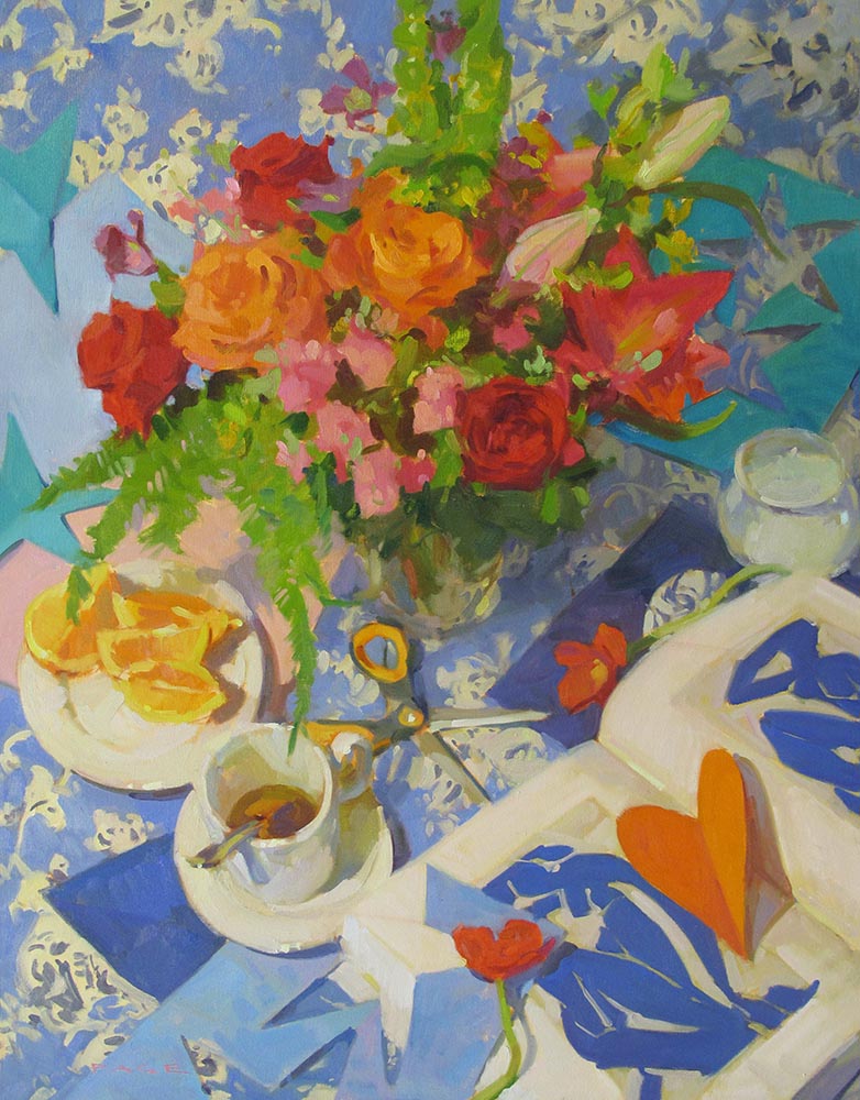 Colorful Cut Outs 40x30” oil on canvas.