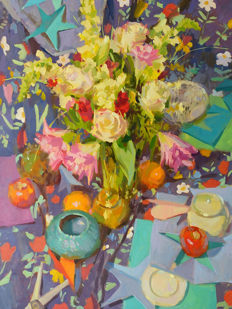  Snapdragon, Lily, Rose   40x30” oil on canvas 