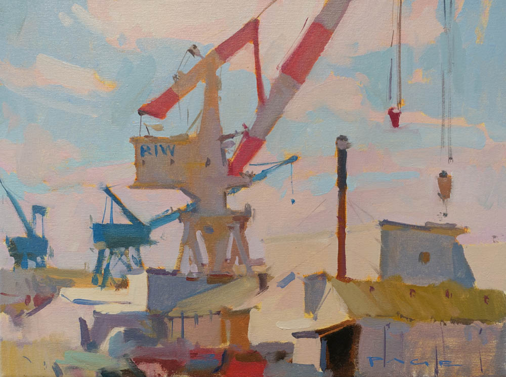  BIW Cranes   16x12” oil on canvas 