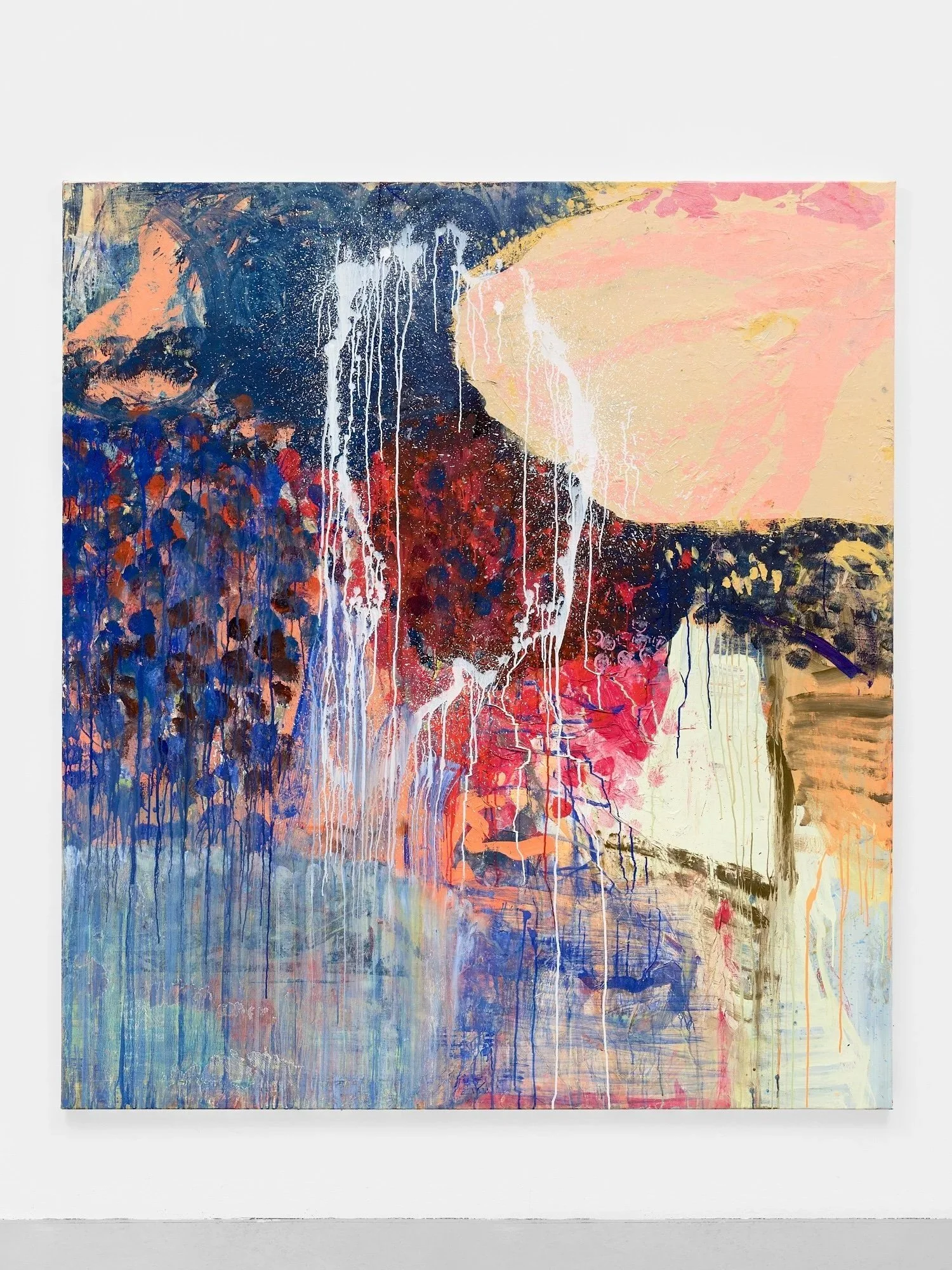  Rose Moon I Gouache, acrylic and silk paper on linen I 200x180cm, 78,7×70,9cm I 2026 (Photo: A.R.) 