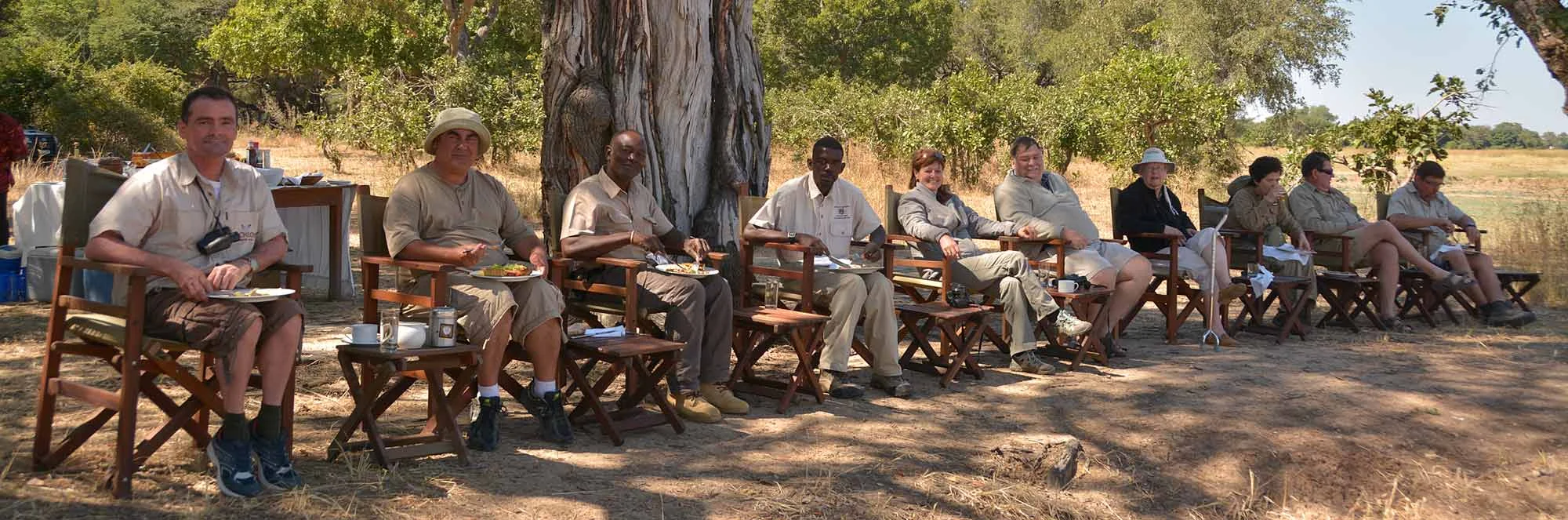 Lunch time. Looking out across the Luangwa river while elephants, crocodiles and hippos come to say hello. As you can see, these safaris are tough!