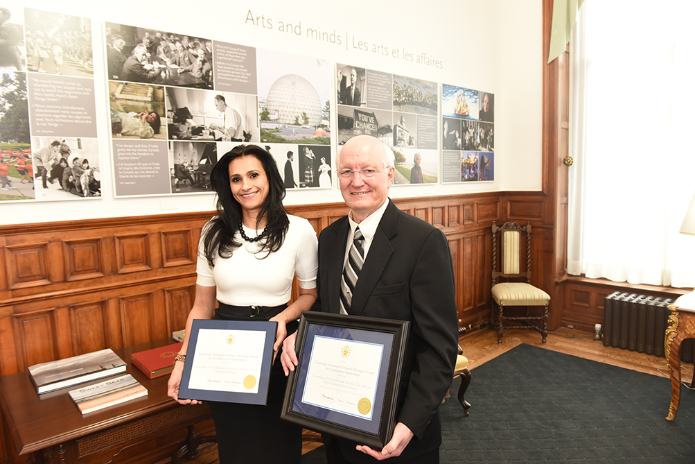 Oro-Medonte Mayor Harry Hughes and Samah Othman received the award on behalf of the township