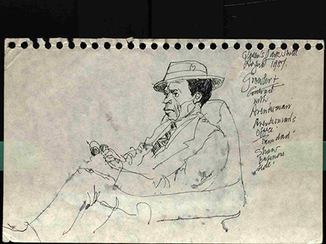 Ink drawings for his musical play, 'Steel'.( Courtesy of Fisher Library)