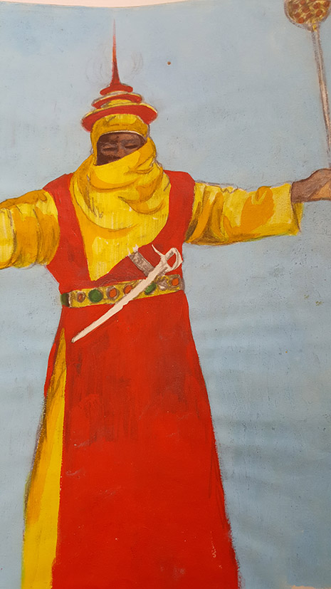 Watercolour painting by Walcott for his musical, 'O Babylon'. (Courtesy of Fisher Library)