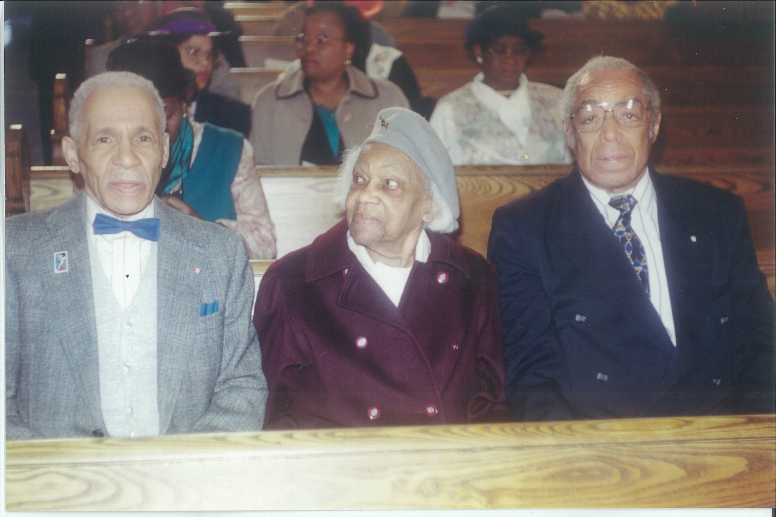 The late Stan Grizzle (l), Rachel Mills and Bromley Armstrong were part of the 29-member delegation that went to Ottawa in 1954