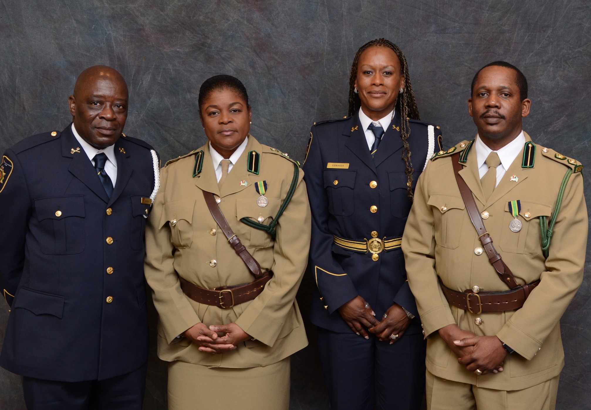 Jacqueline Edwards (second from right) with CSC recruitment officer Gideon Nekou (l) and visiting Bermuda correctional officers Bernadette Murray & Doan Cleare