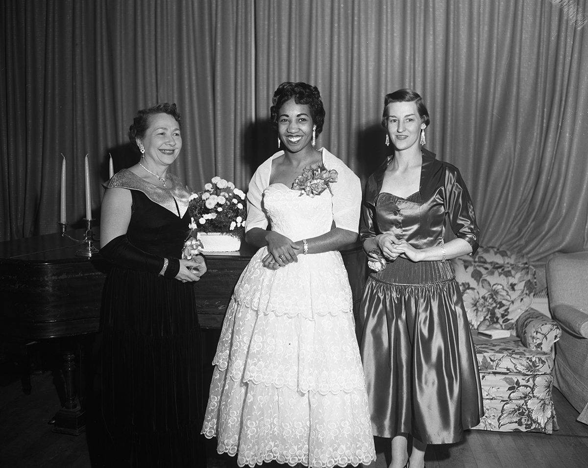 Violet King-Henry was the guest speaker at the Beta Sigma Phi pledge banquet in November 1955