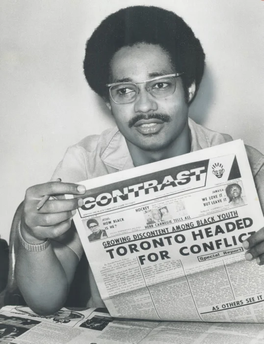 Harold Hoyte with a copy of Contrast