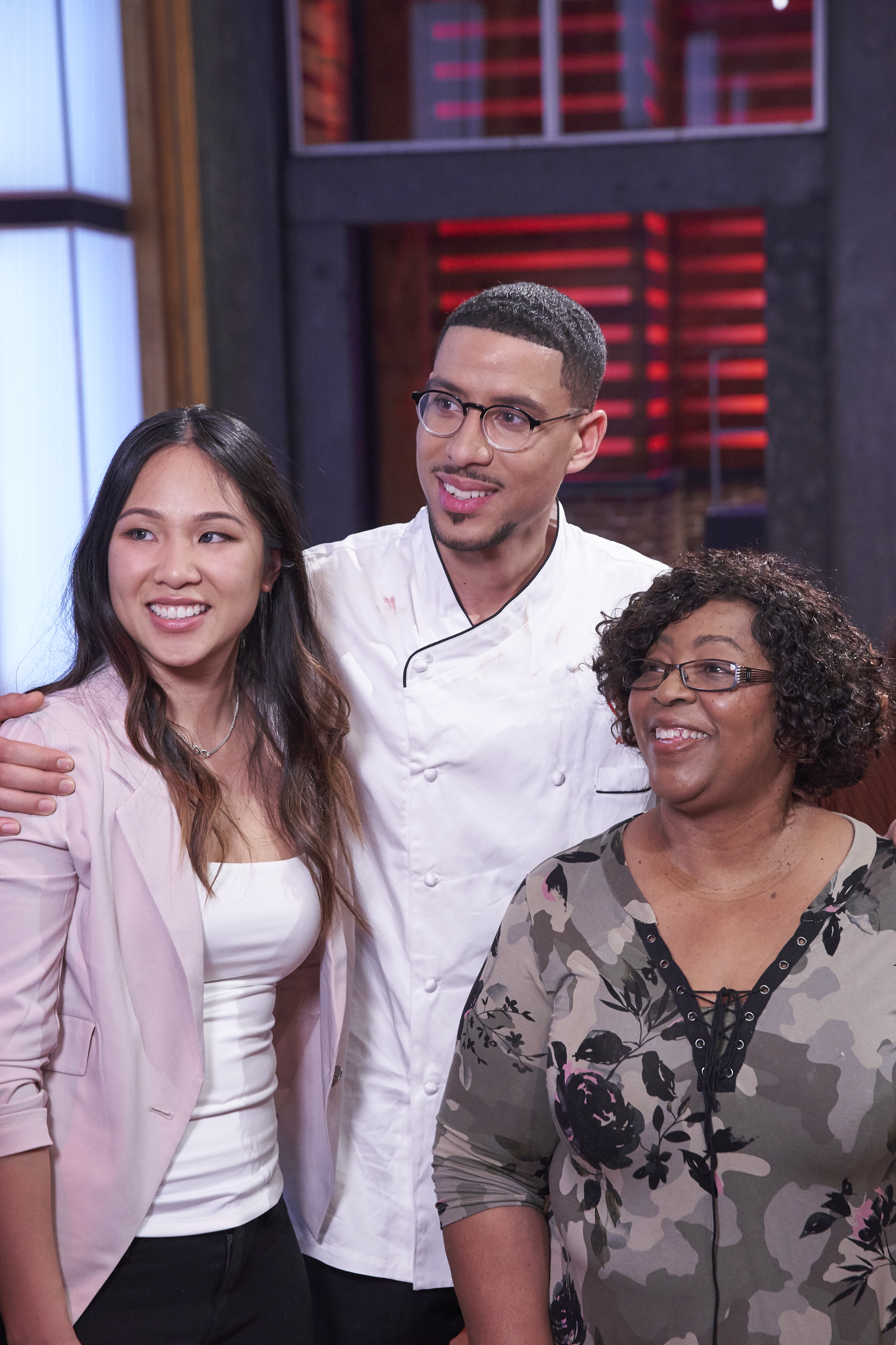 Andre Bhagwandat with his wife Krystle Williams and his aunt Joan Young