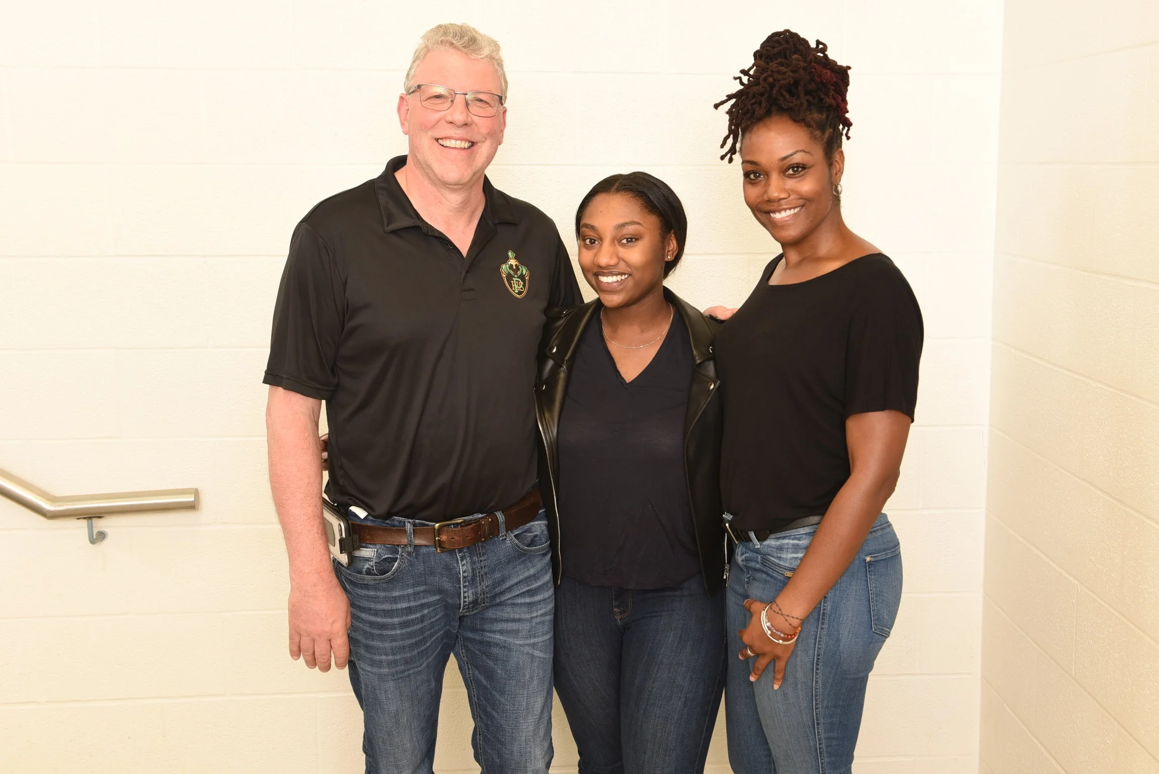 Risann Wright with Pickering High School Principal Randy Pennant and outgoing VP Melissa Hunte