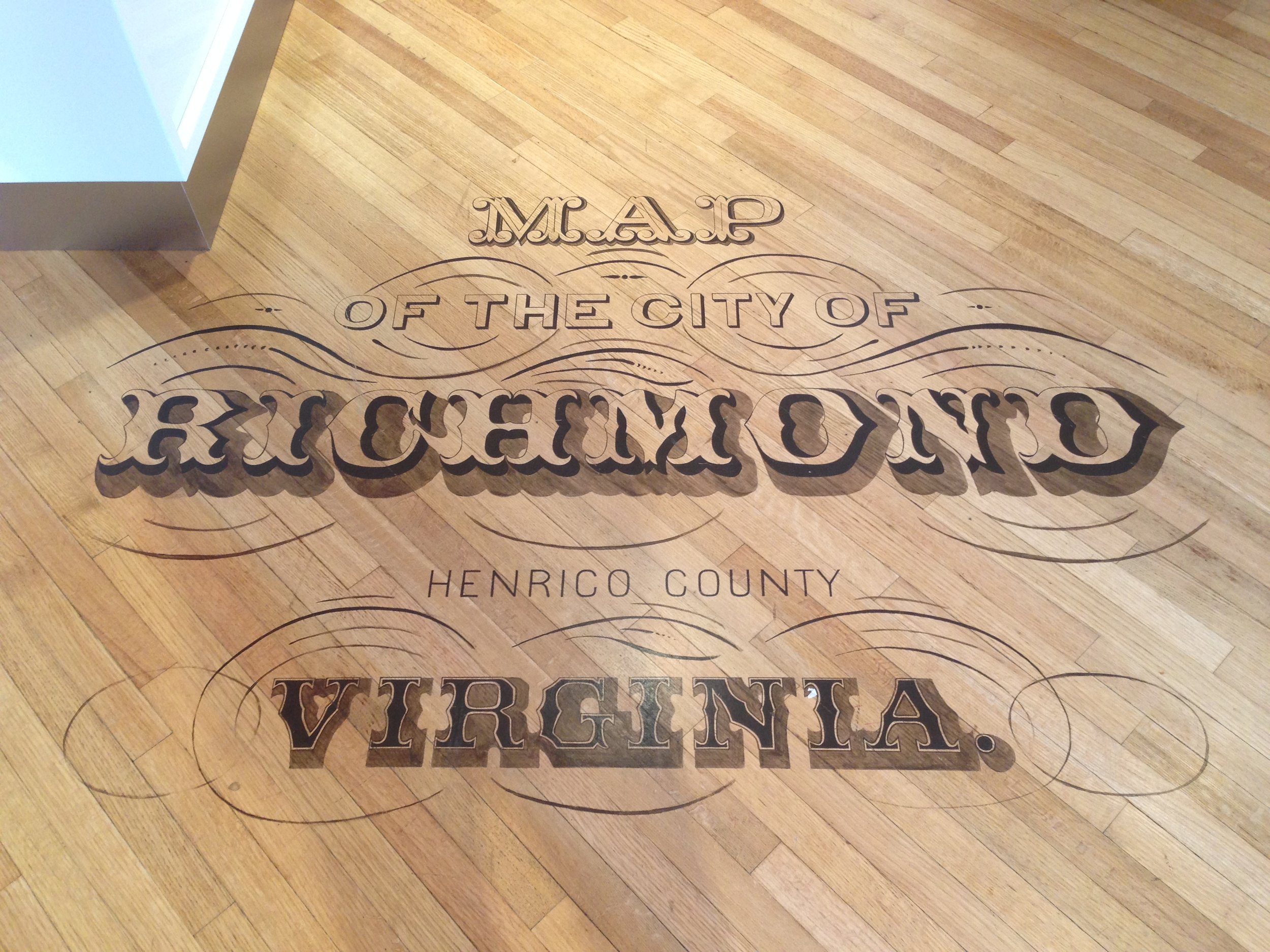 The first thing you see when you walk in: a map of Richmond on the floor. (Photo by me!)