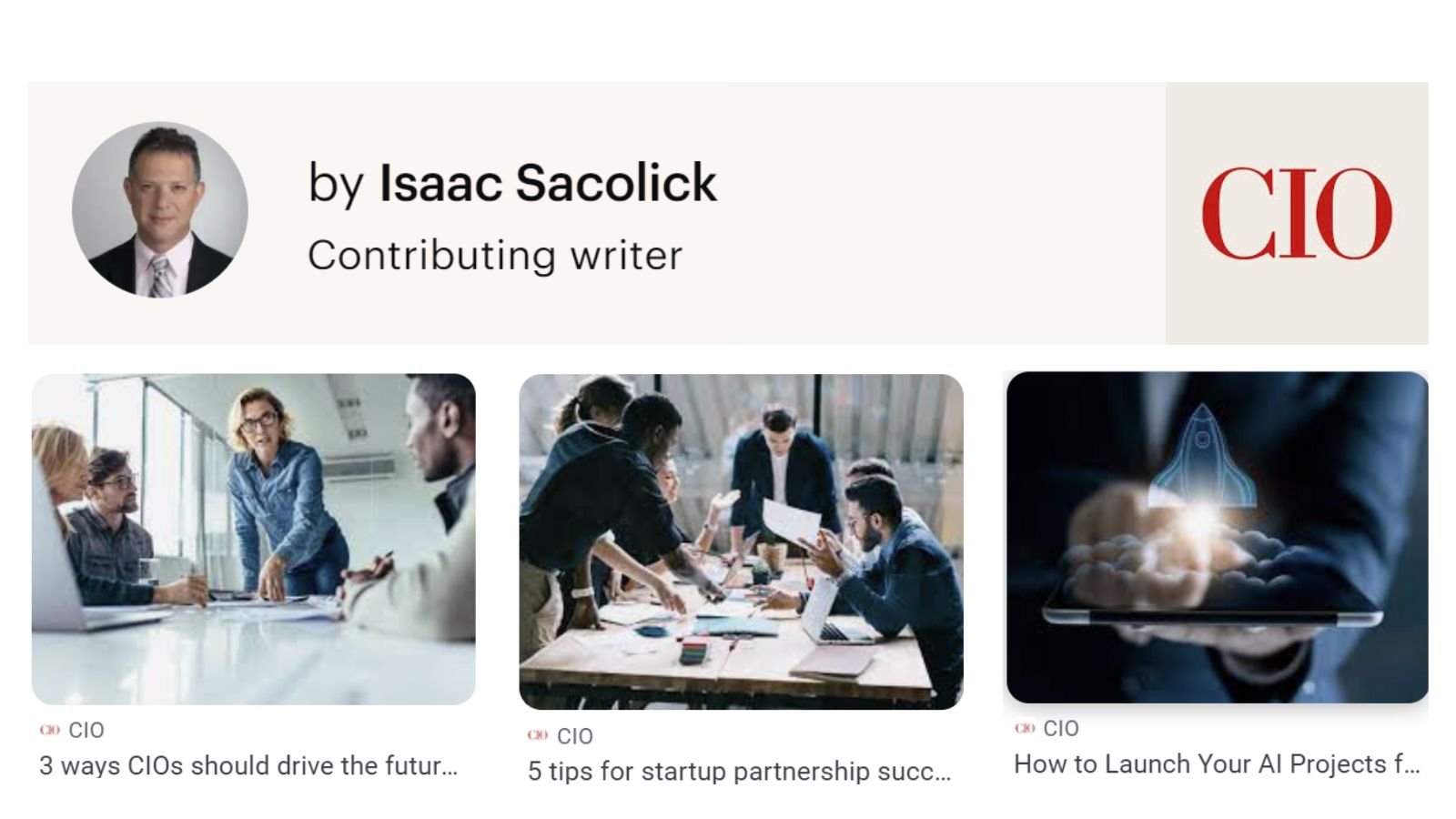 Isaac Sacolick on CIO.com