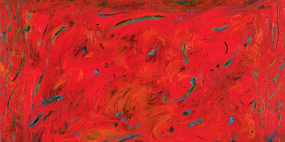 Synesthesia - touch: Carol Steen's painting Full View is an image of what she perceives when her acupuncturist removes the needles at the end of a session.