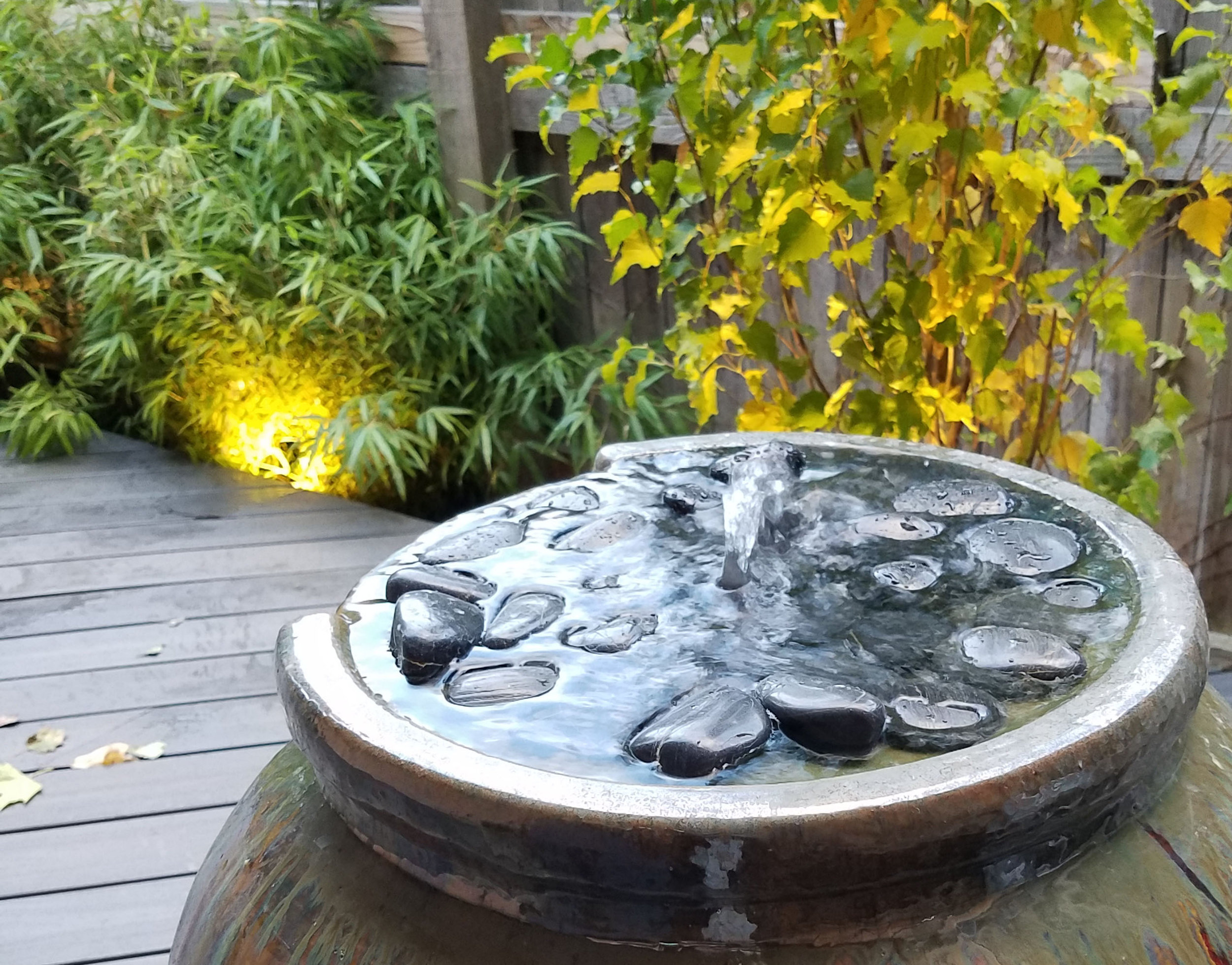 A WATER FEATURE PROVIDES THE MUSIC TO THIS TRANQUIL SCENE