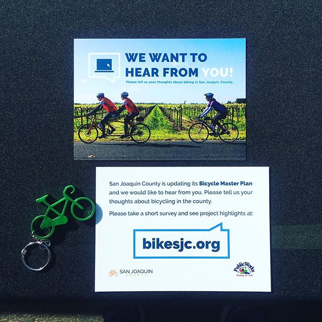 🚨 Advocacy Alert! 🚨 San Joaquin County is updating their bicycle master plan! If you ride on County roads (aka - do any of our Sunday or LSD rides) or live in an unincorporated area, they need to hear from you! Visit BikeSJC.org to leave your comments on the interactive map or take a survey.
#sjbike #sjbikecoalition #biketastic #sanjoaquincounty