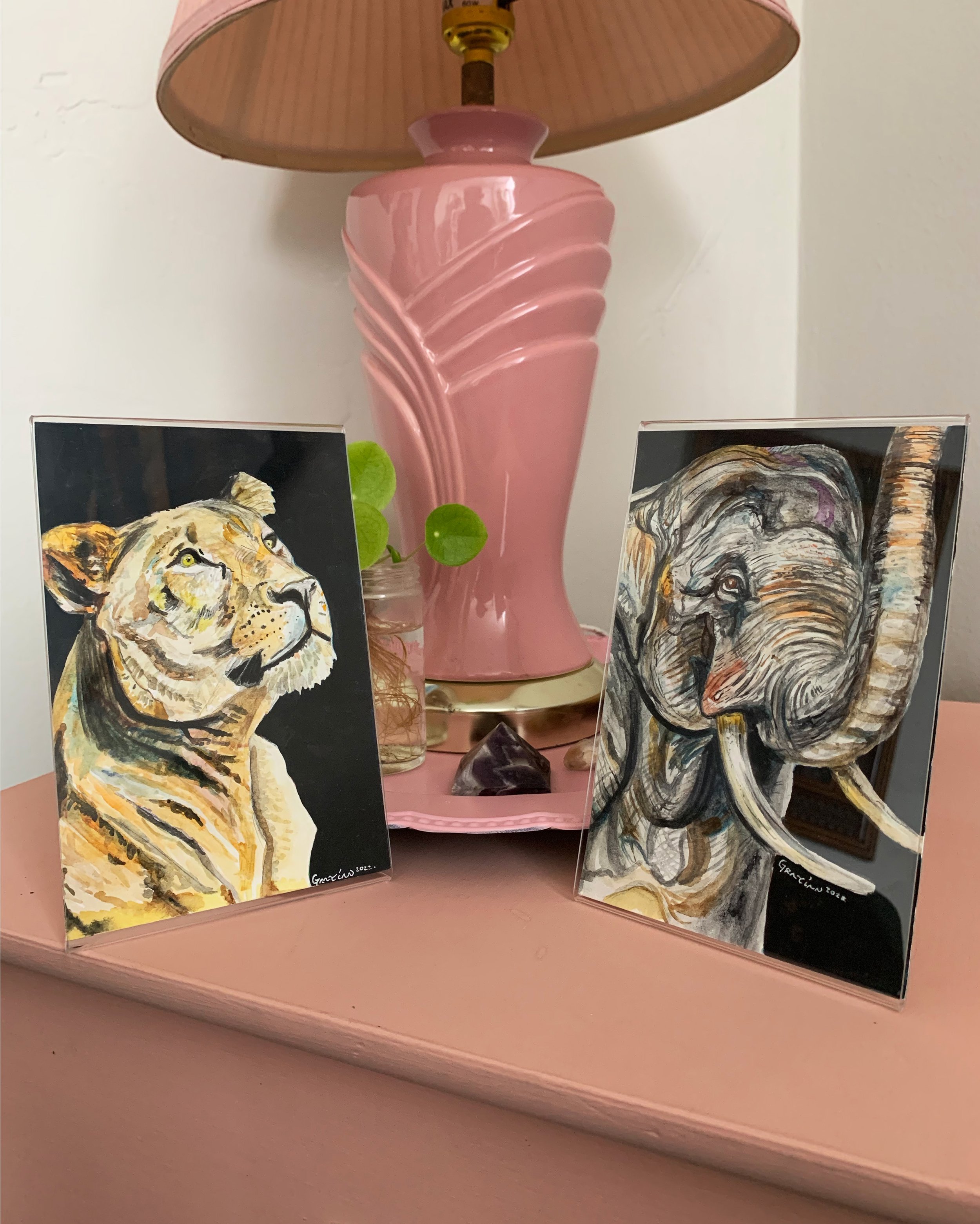 Alert Lioness & Elephant in Frames.jpg
