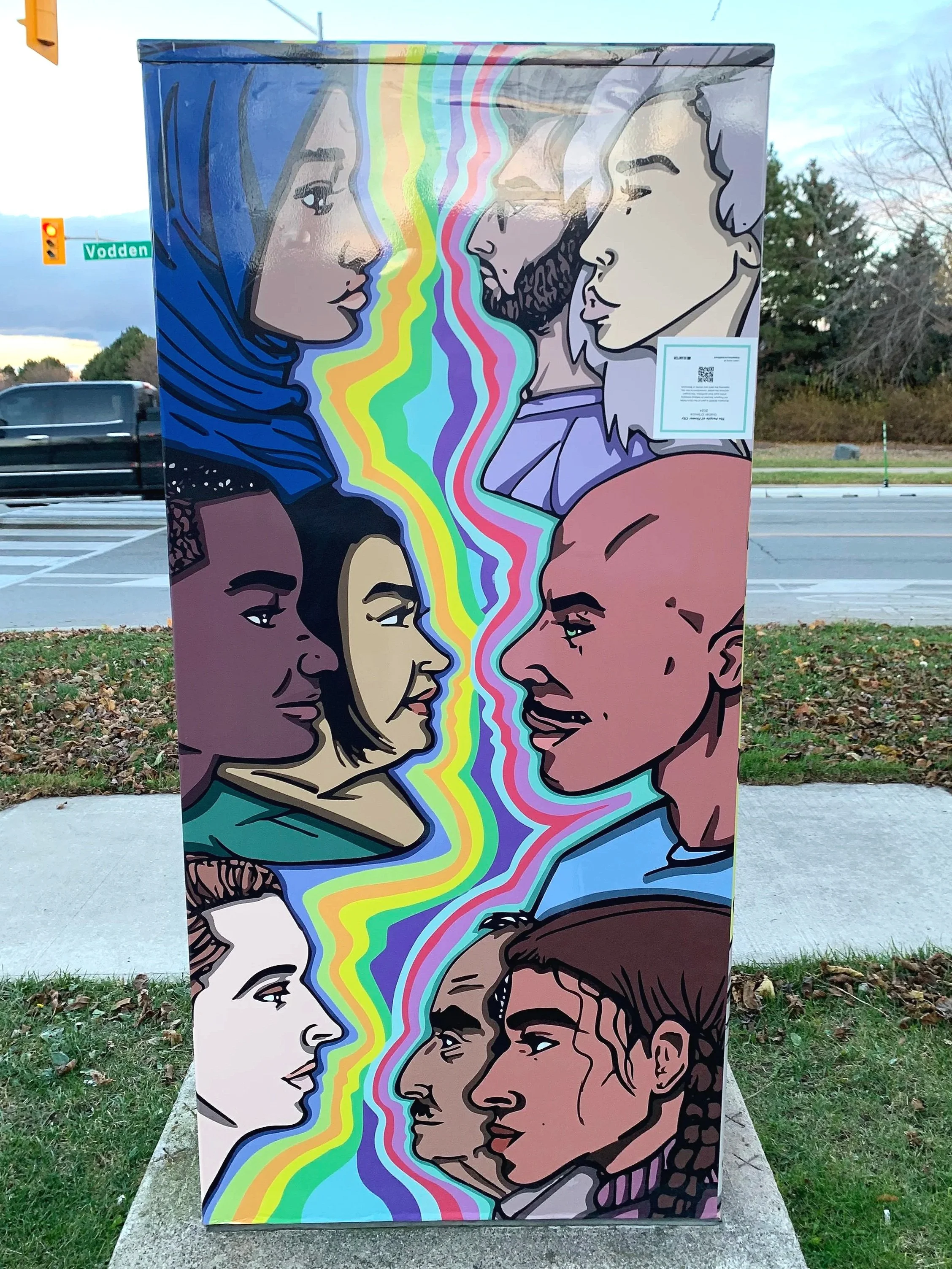 Brampton Boxed 2024 Mural Wrap, "The People Of Flower City", Front Side.