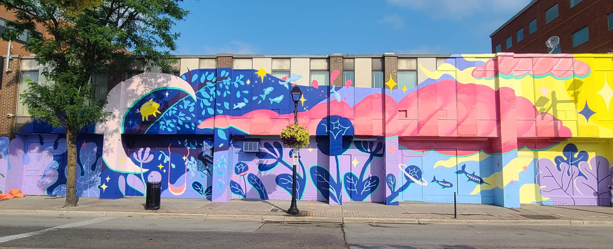 Mural Routes & City of Brampton Group Mural, "Celestial Tapestry", 2024