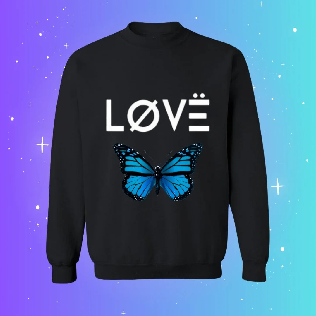Butterfly love crewneck with white love logo
